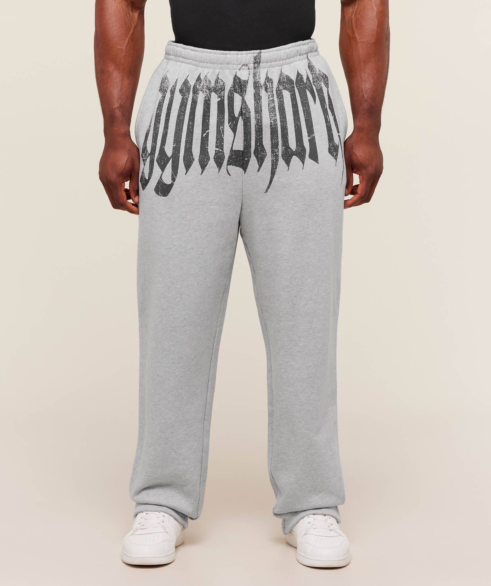 Gymshark Fade Graphic Straight Leg Jogger - Light Grey Core Marl