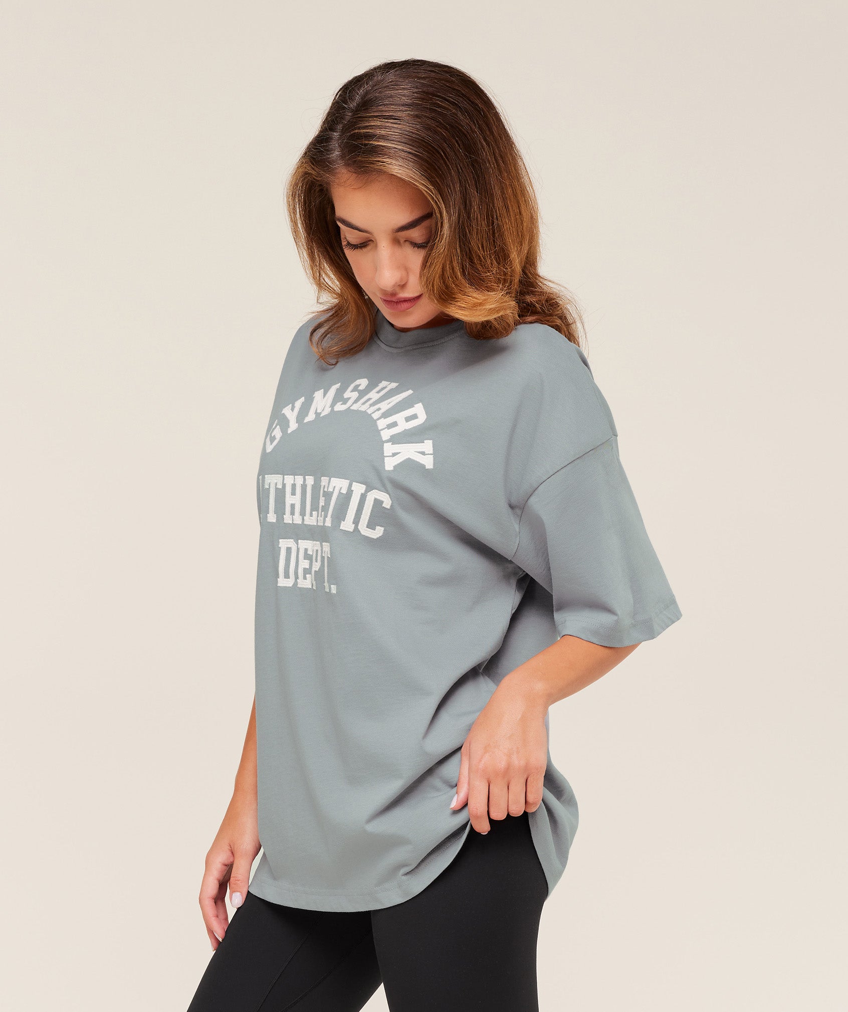 Gymshark Athletic Department Oversized Graphic T-Shirt - Denim Grey