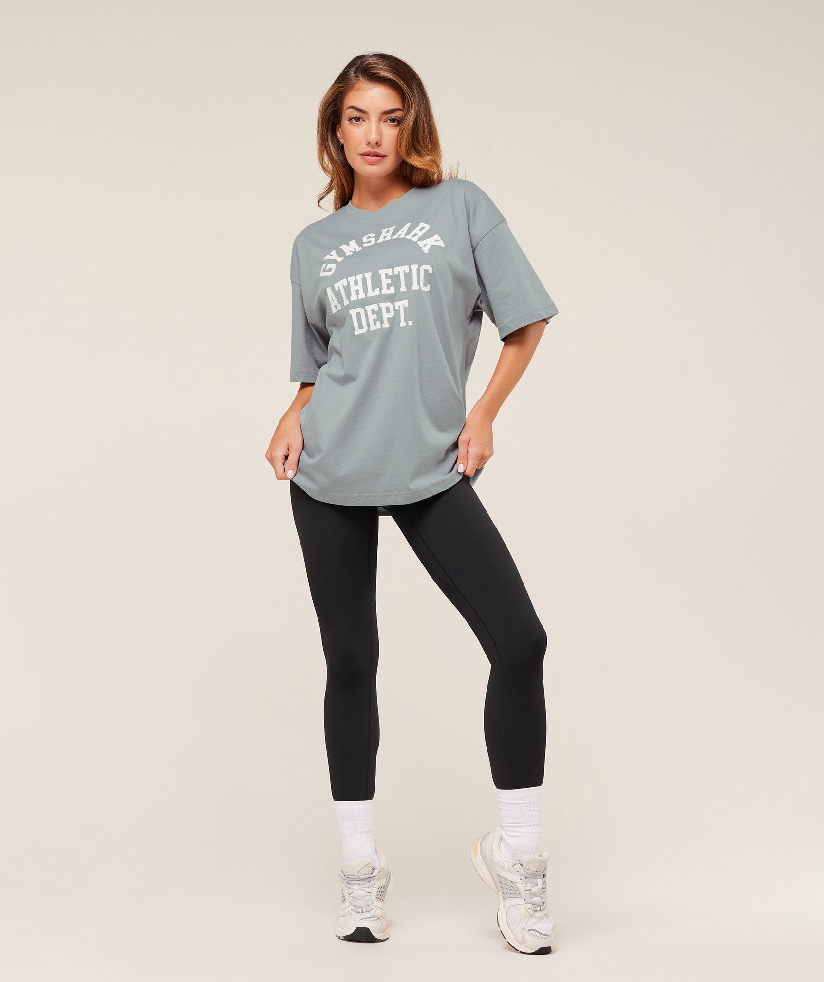 Gymshark Athletic Department Oversized Graphic T-Shirt - Denim Grey
