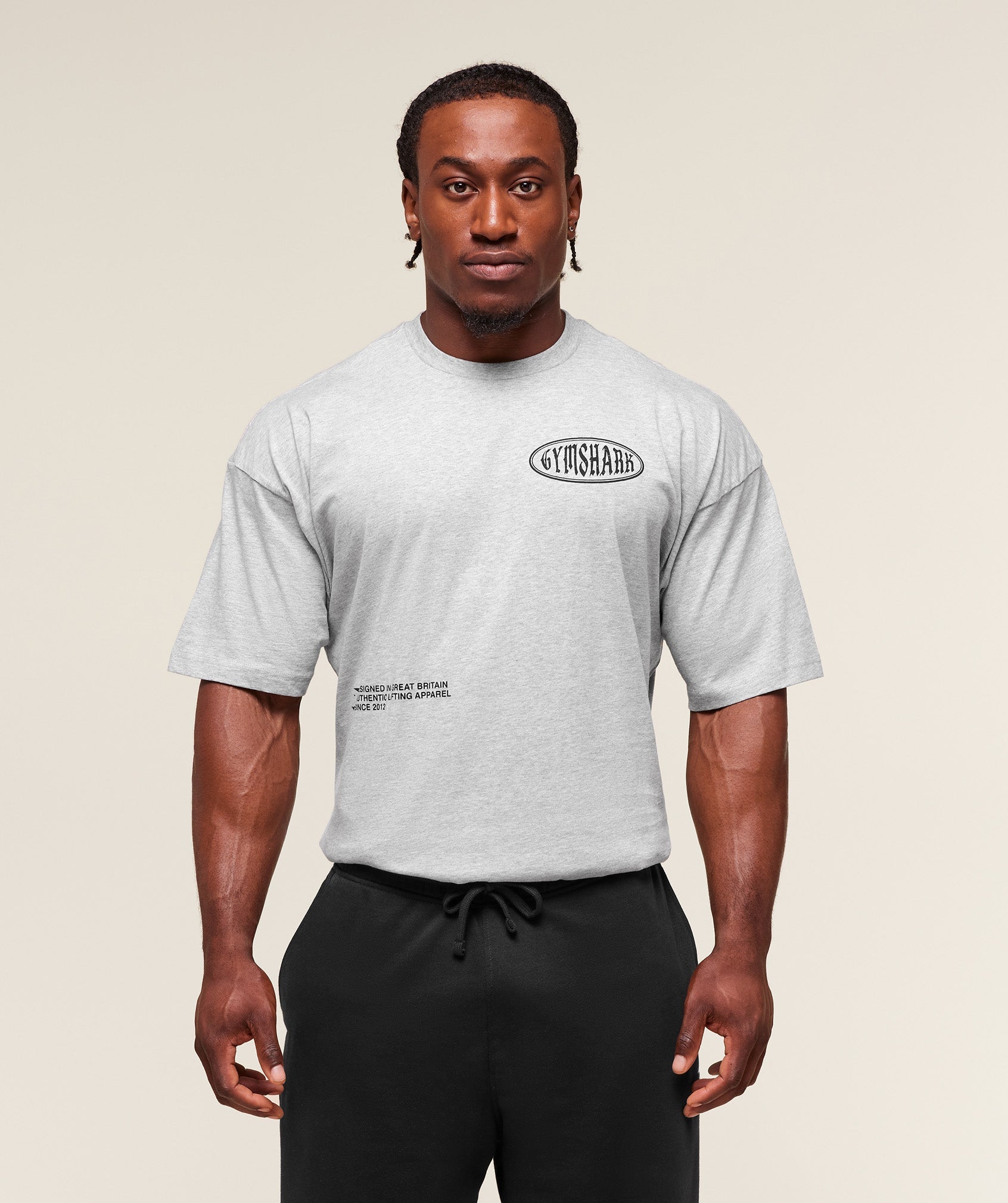 Gymshark Authentic Lifting Apparel T-Shirt - Light Grey Core Marl