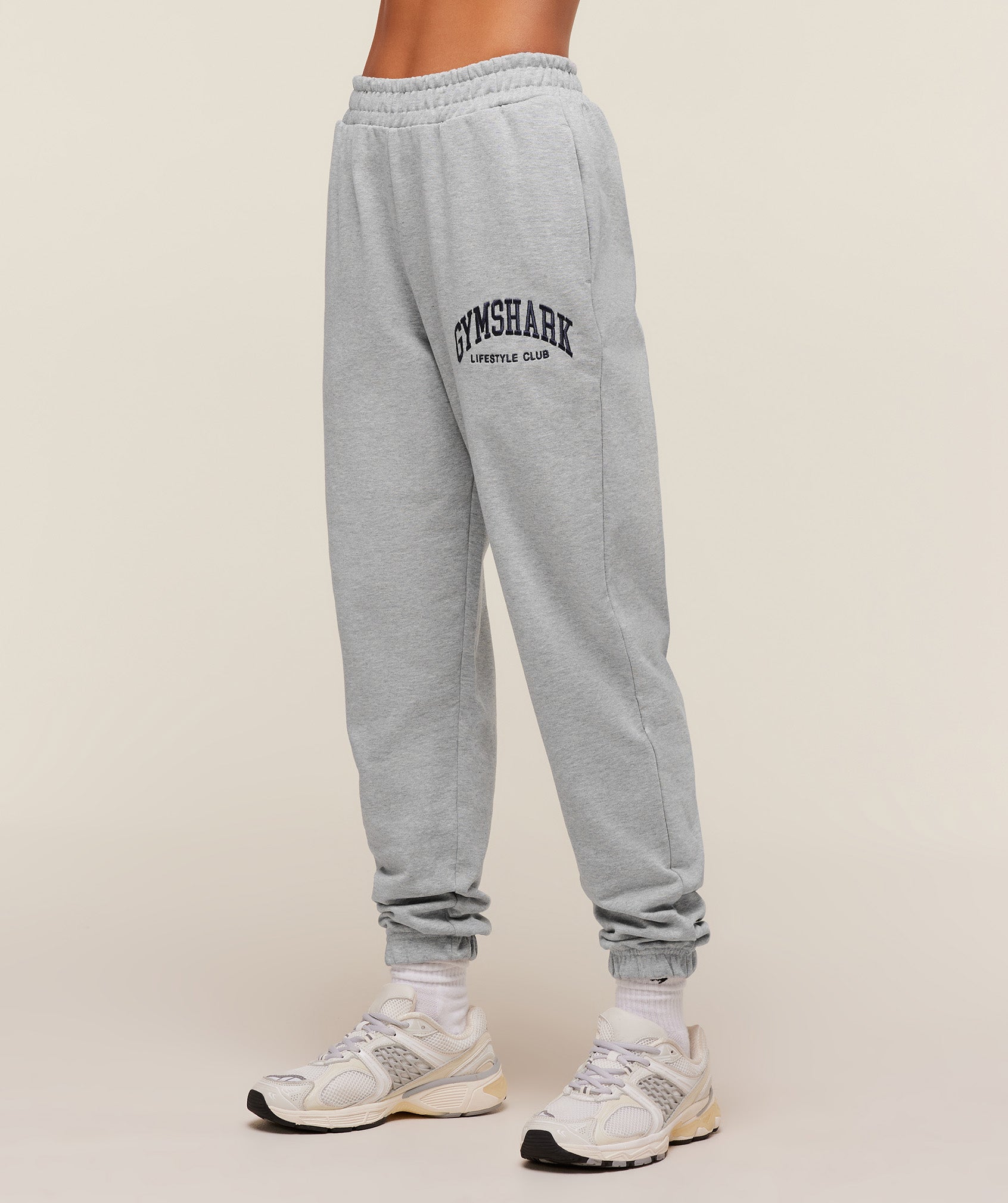Gymshark Collegiate Graphic Joggers - Light Grey Core Marl