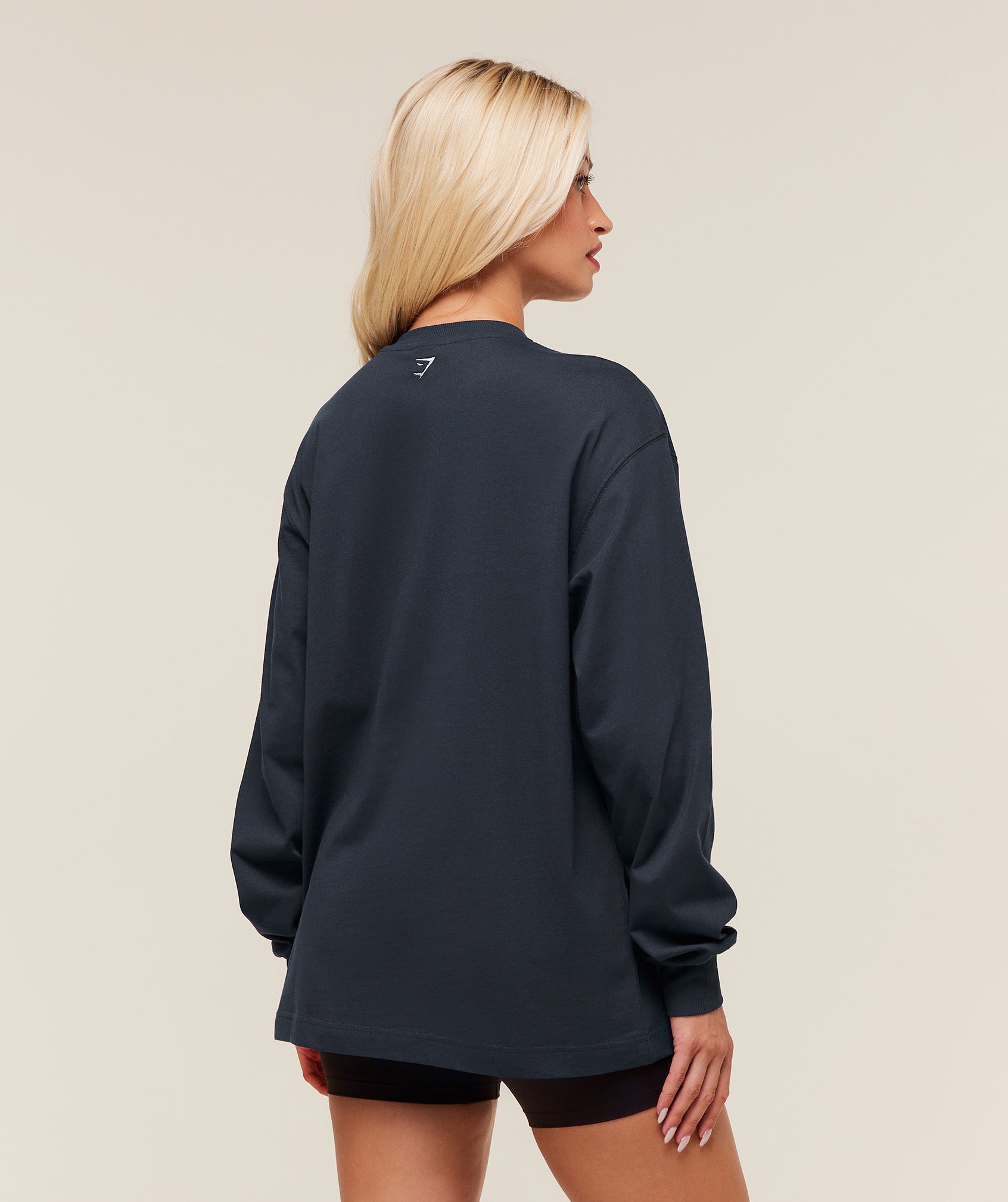 Gymshark Collegiate Graphic Long Sleeve T-Shirt - Heavy Blue
