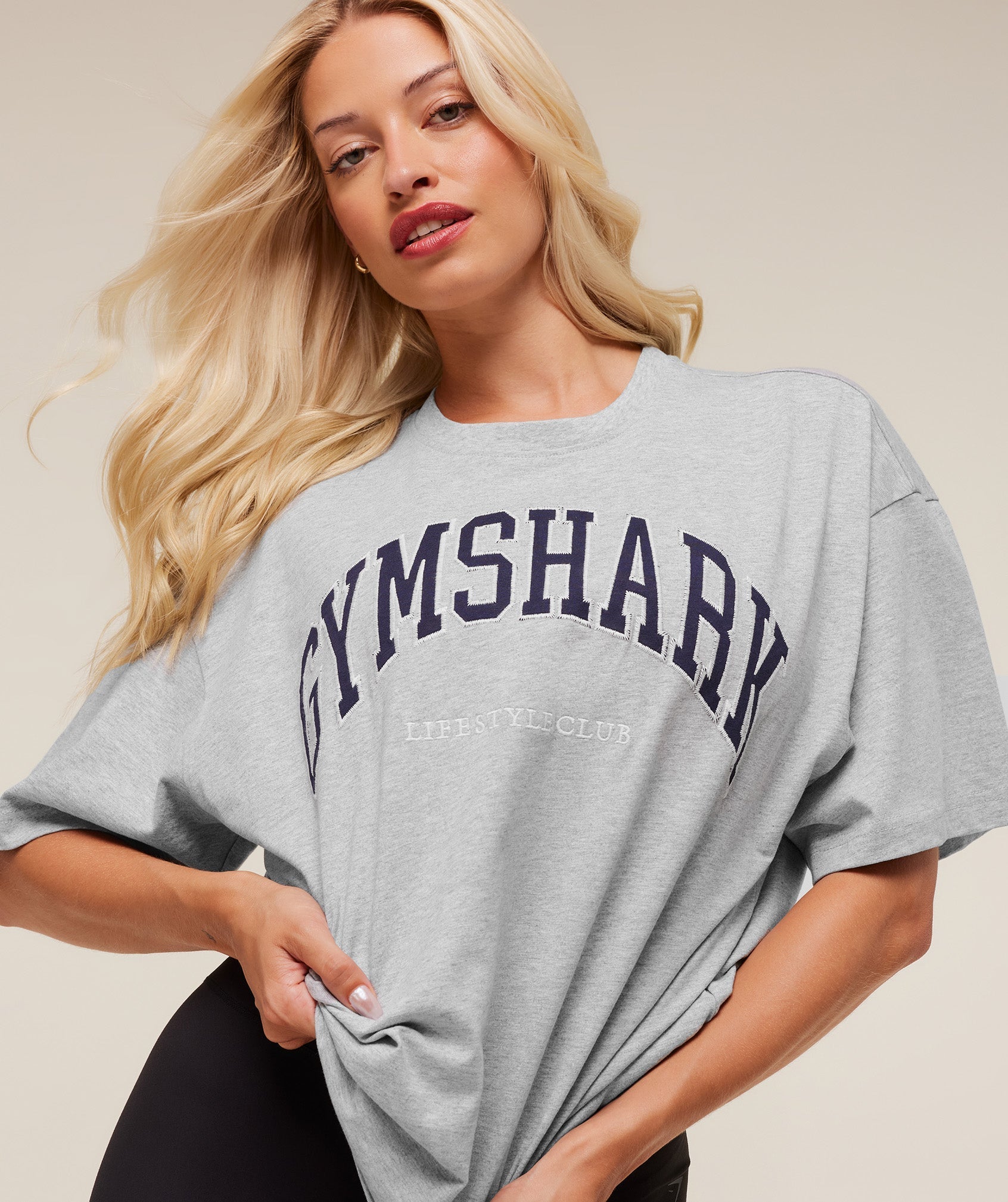 Gymshark Collegiate Graphic T-Shirt - Light Grey Core Marl