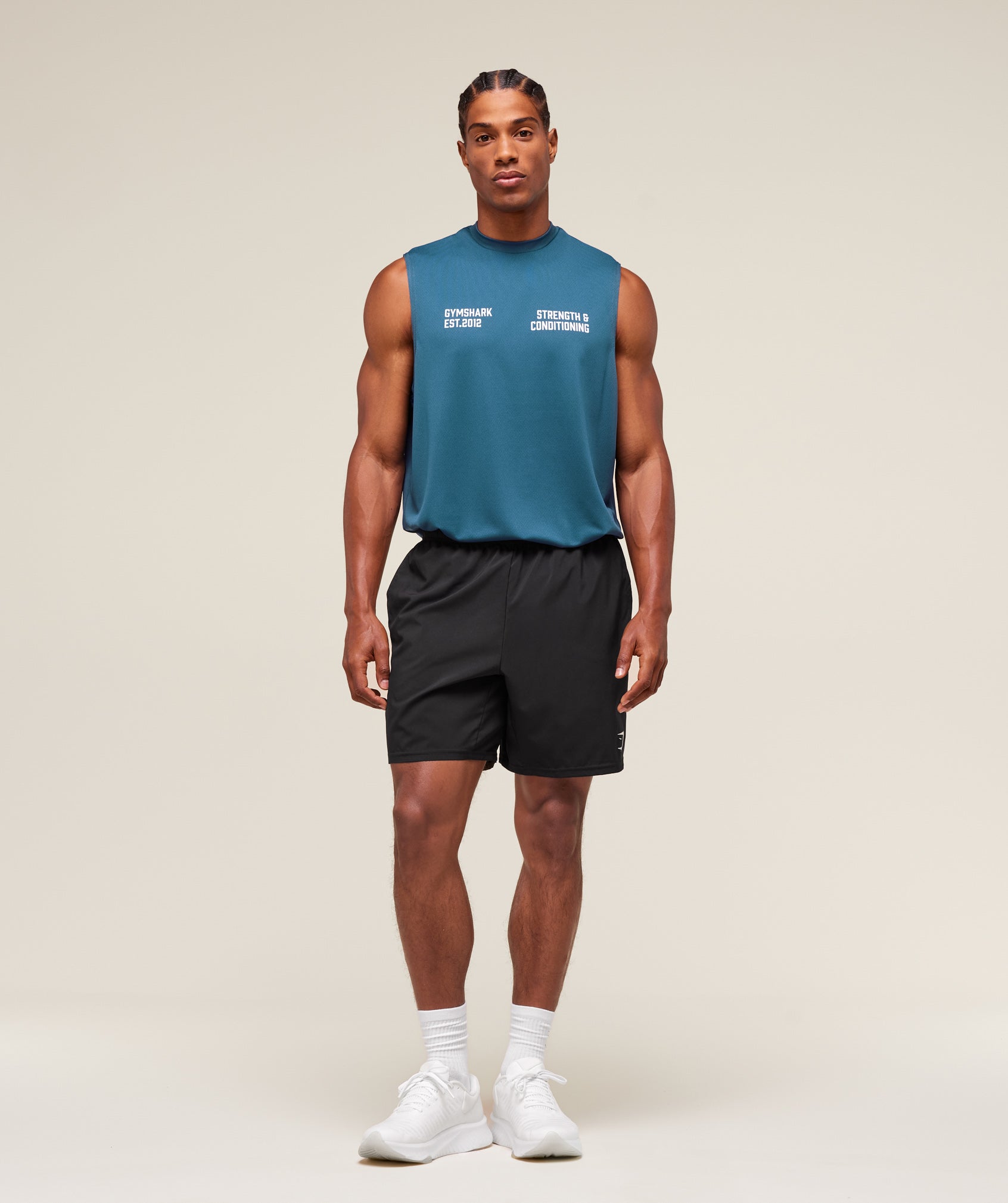 Gymshark S&C Graphic Cut Off Tank - Success Blue