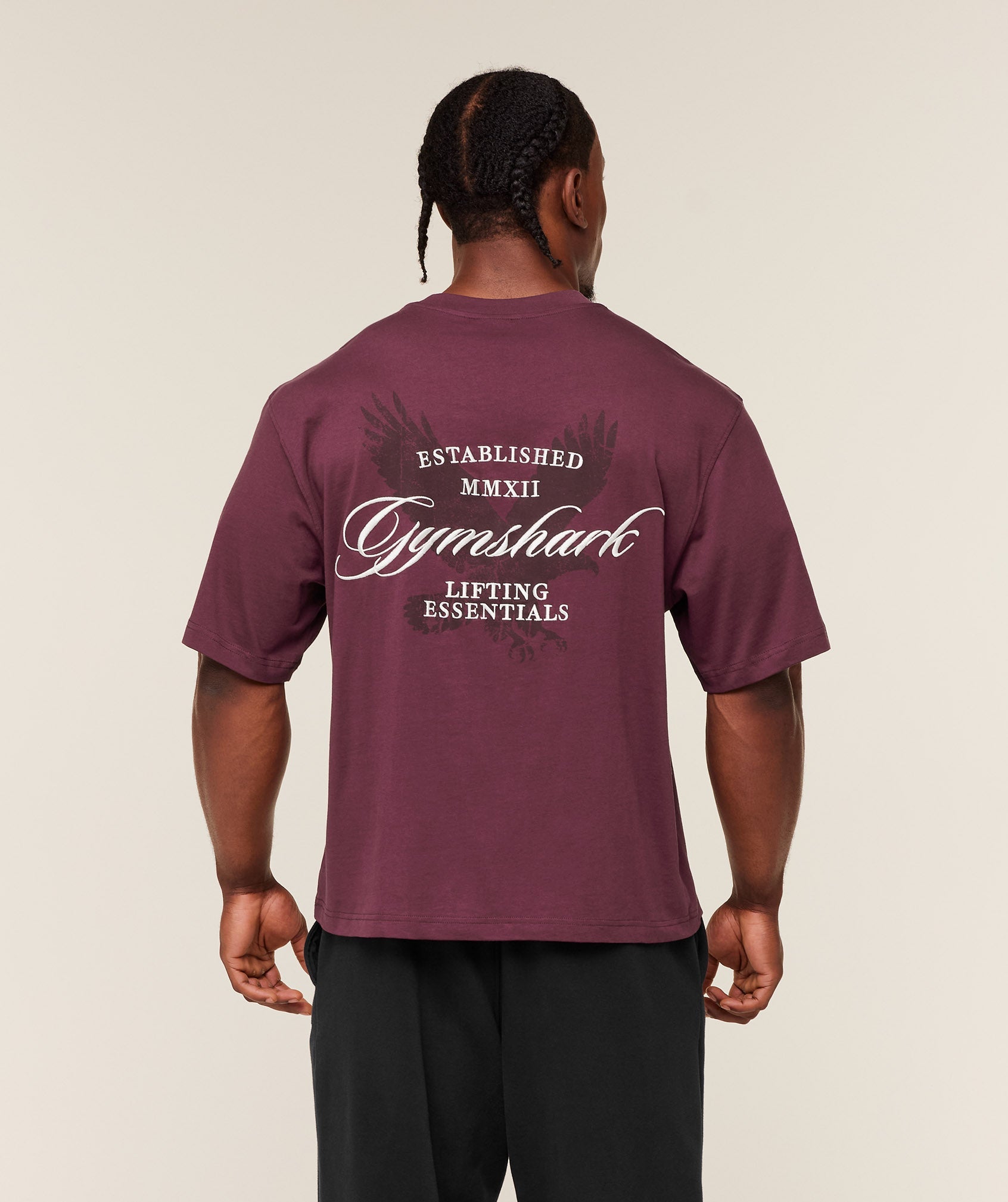 Gymshark Eagle Script Graphic T-Shirt - GS Impact Burgundy