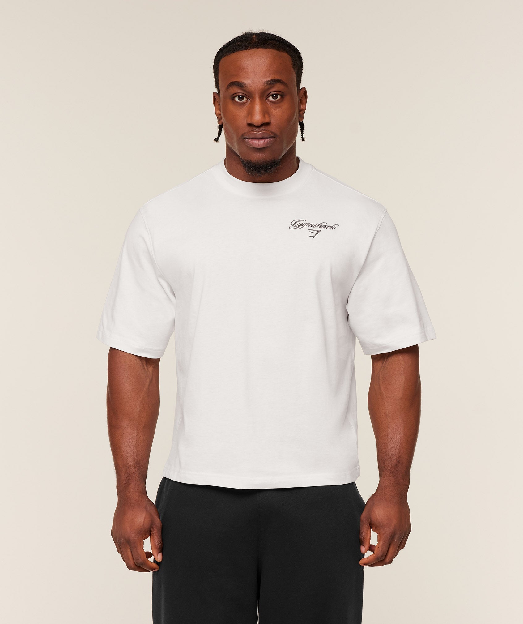 Gymshark Eagle Script Graphic T-Shirt - GS Soft White