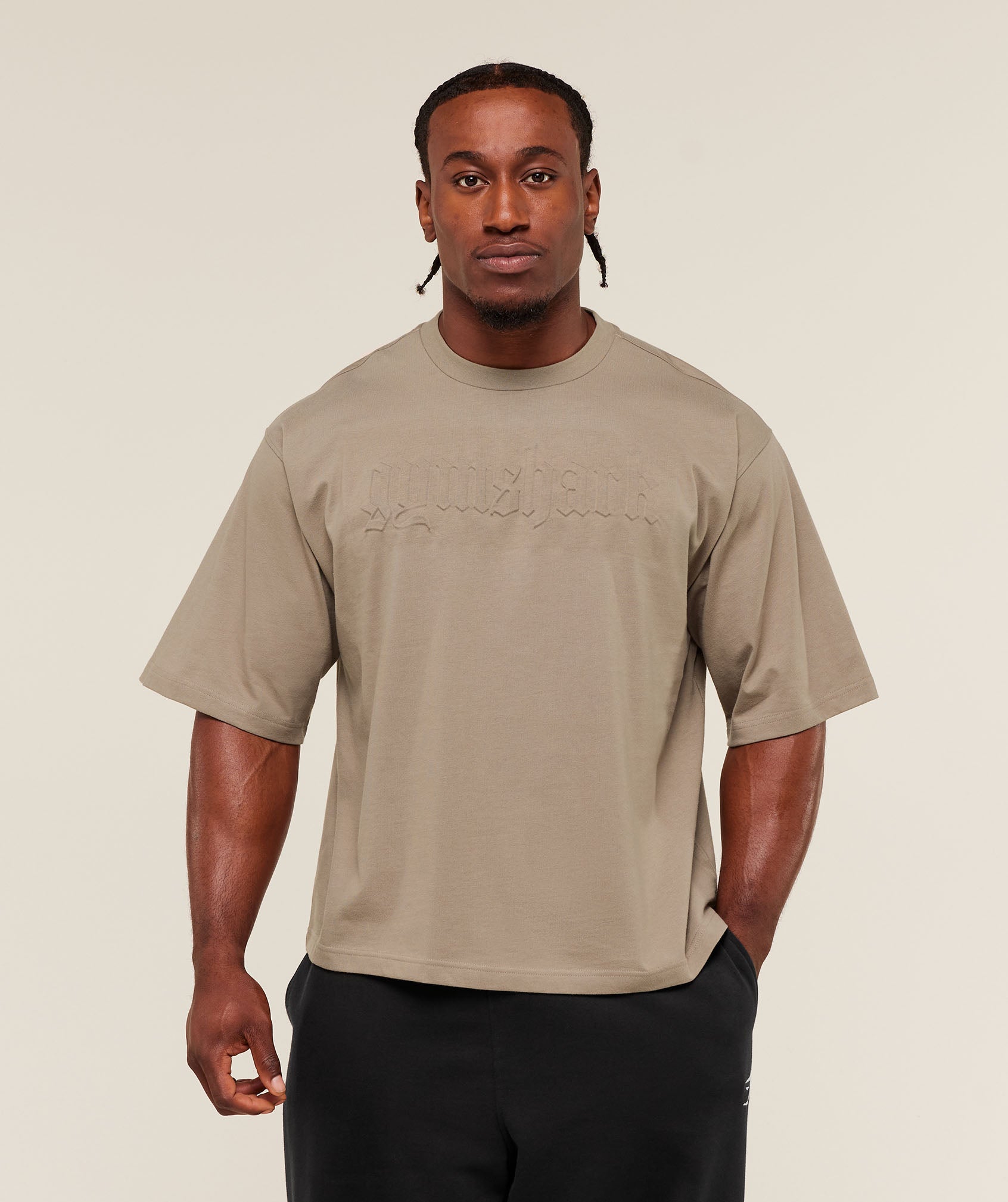 Gymshark Embossed Boxy T-Shirt - Lifestyle Brown