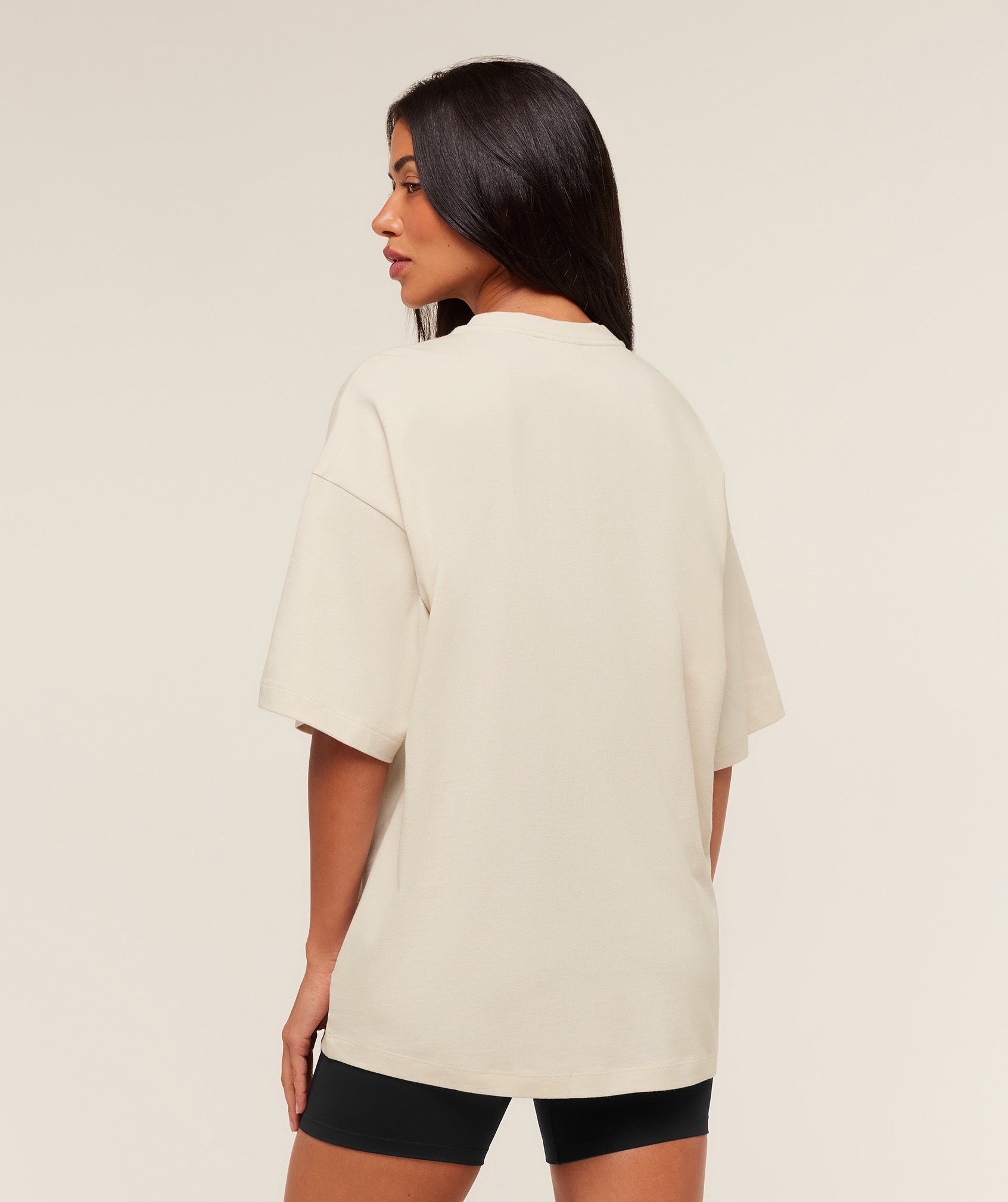 Gymshark Embossed Graphic Oversized T-Shirt - Oat White