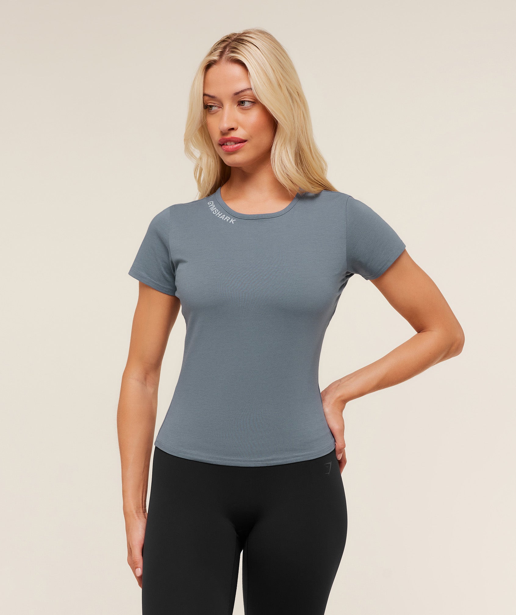 Gymshark Embroidered Logo Crop Top - Iron Blue