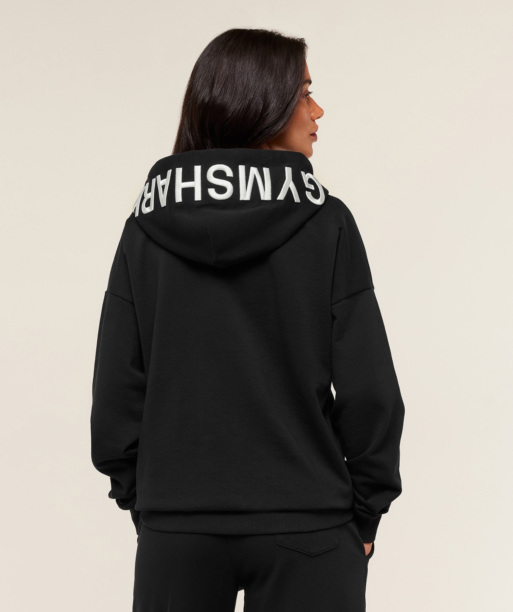 Gymshark Embroidered Zip Up Hoodie - Black