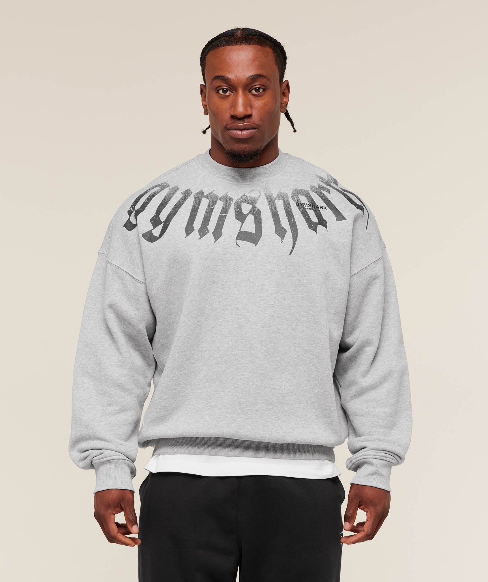 Gymshark Fade Graphic Crew - Light Grey Core Marl