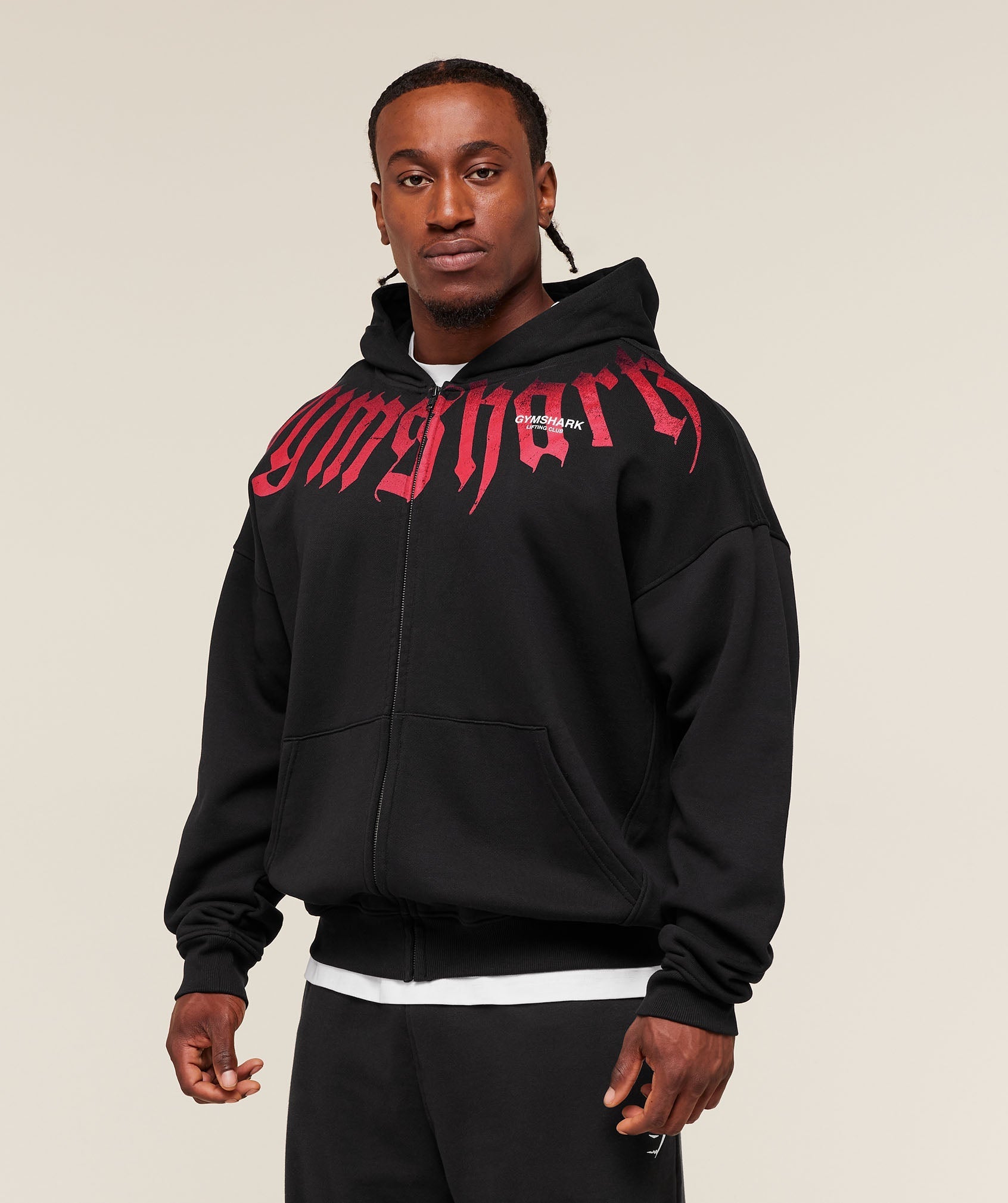 Gymshark Fade Graphic Zip Up Hoodie - Black