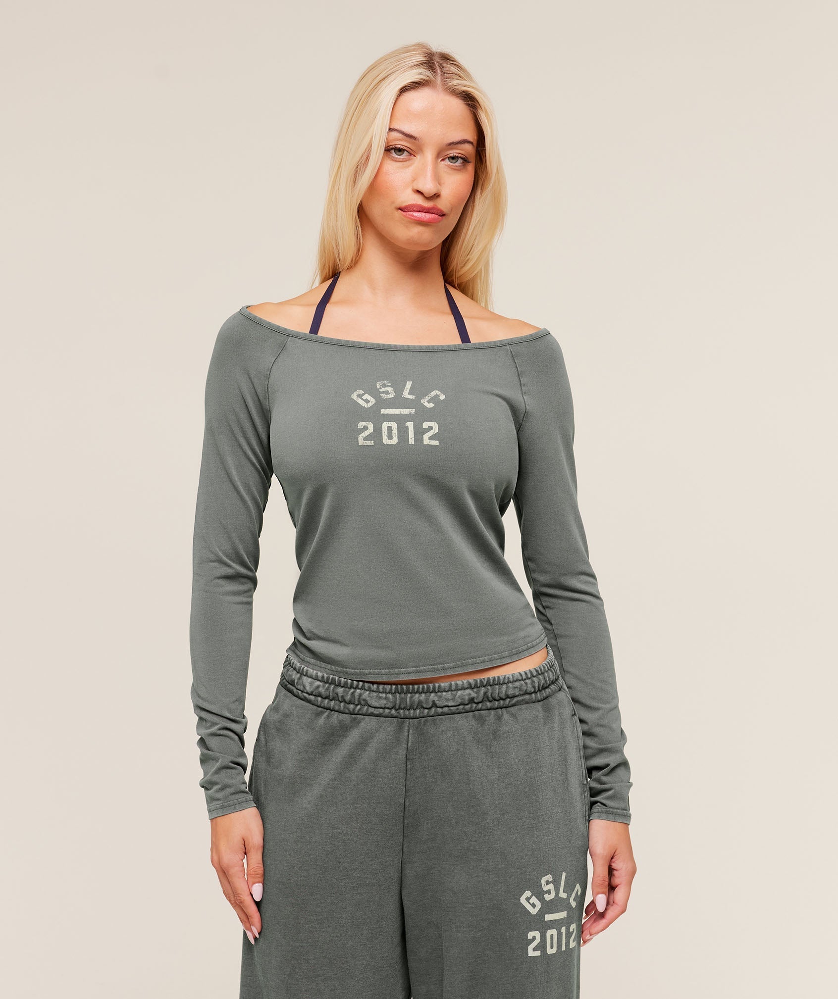 Gymshark Gymshark Lifting Club 2012 Graphic Long Sleeve Top - Slate Teal/Wash