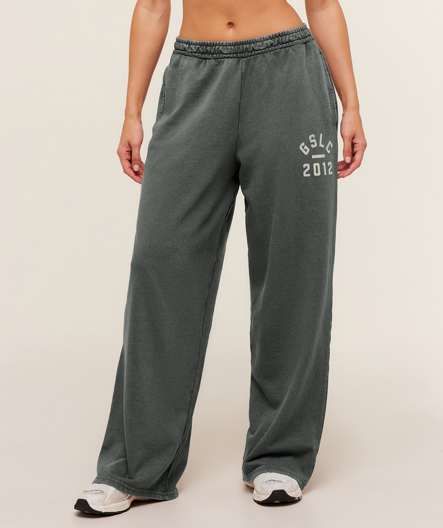 Gymshark Gymshark Lifting Club 2012 Graphic Wide Leg Jogger - Slate Teal/Wash