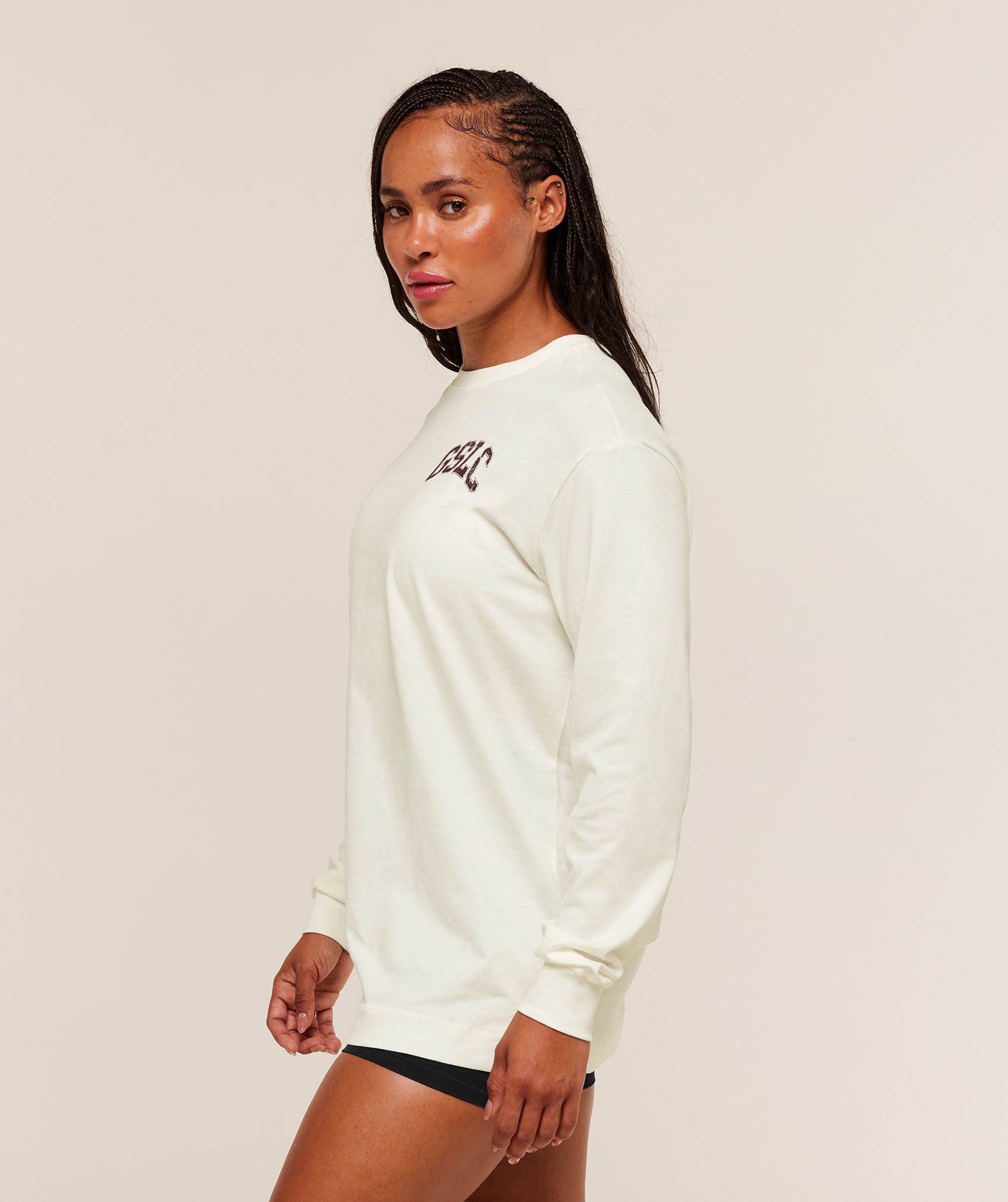 Gymshark GSLC Graphic Oversized Long Sleeve Top - Soft White