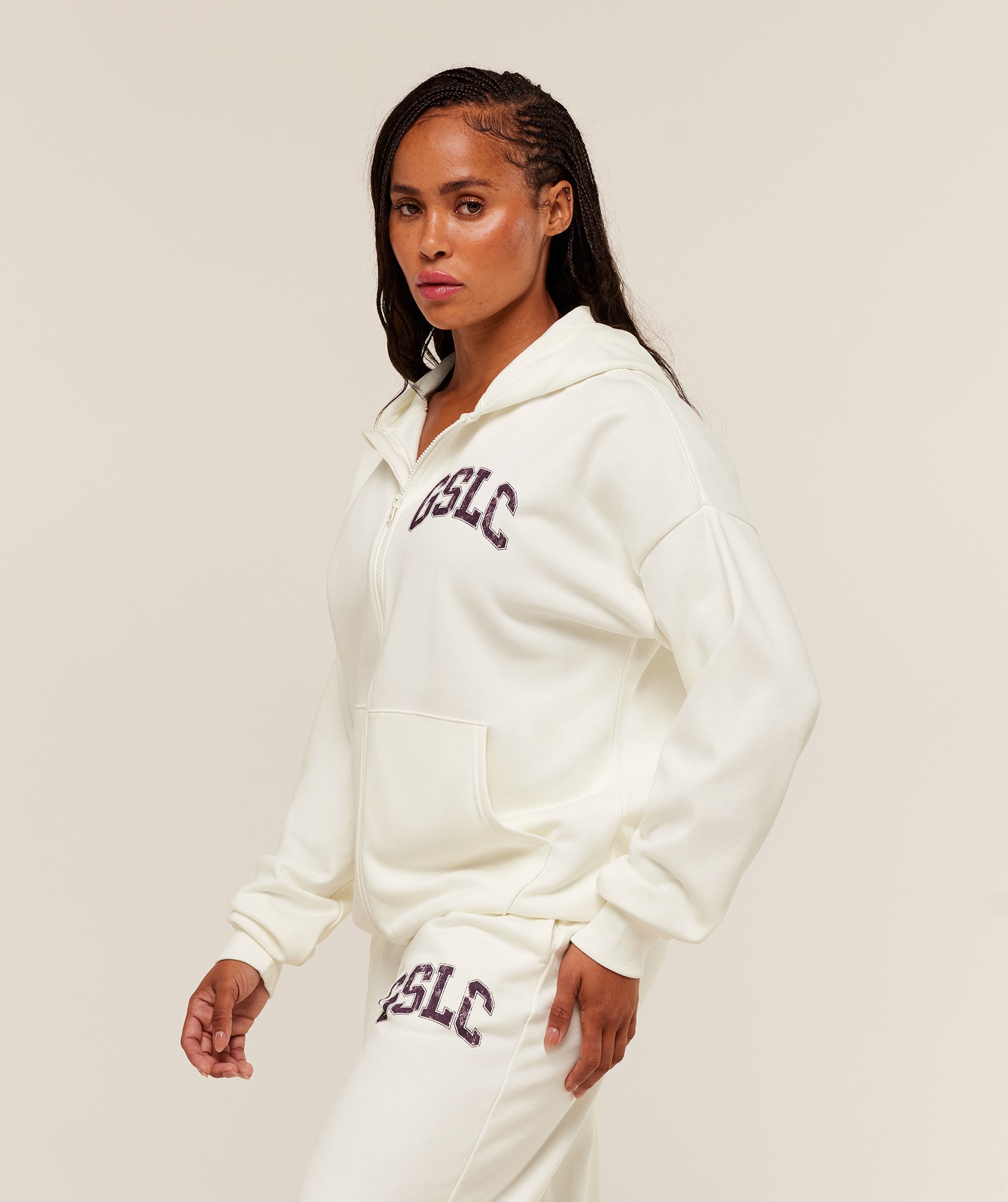 Gymshark GSLC Graphic Zip Up Hoodie - Soft White