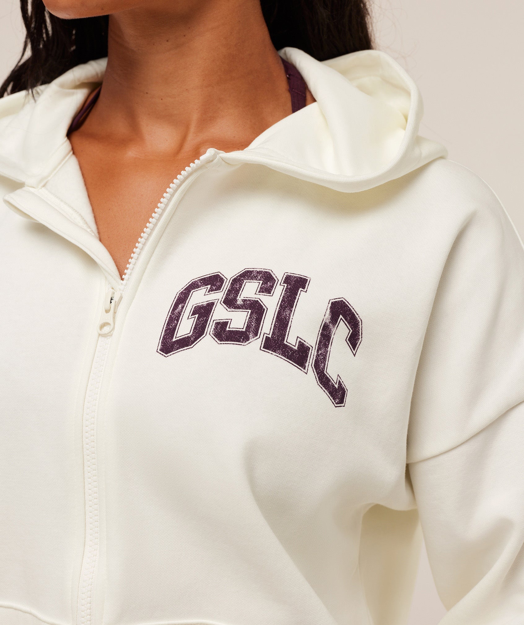 Gymshark GSLC Graphic Zip Up Hoodie - Soft White