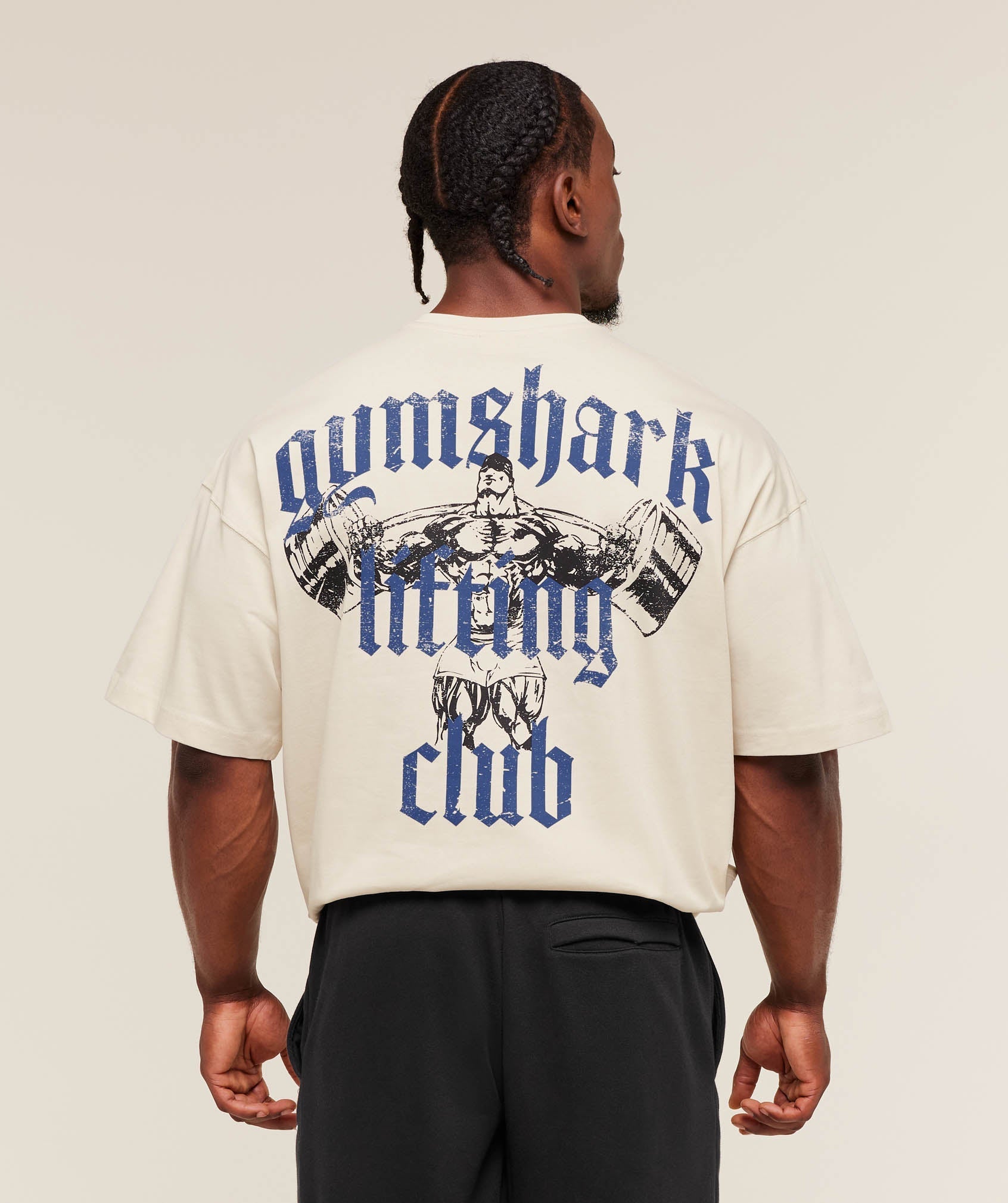 Gymshark Lifting Club T-Shirt - Oat White/Compound Blue
