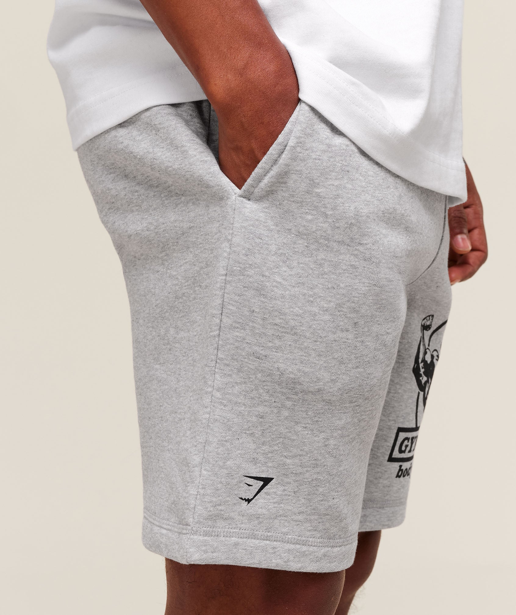 Gymshark Double Bicep 9" Shorts - Light Grey Core Marl