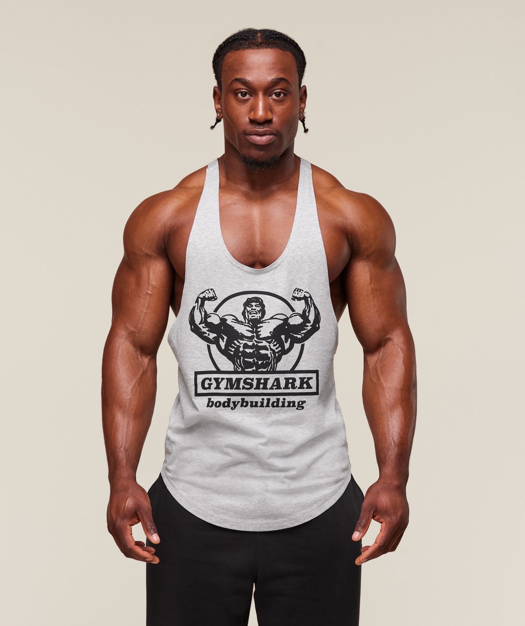 Gymshark Double Bicep Stringer - Light Grey Core Marl