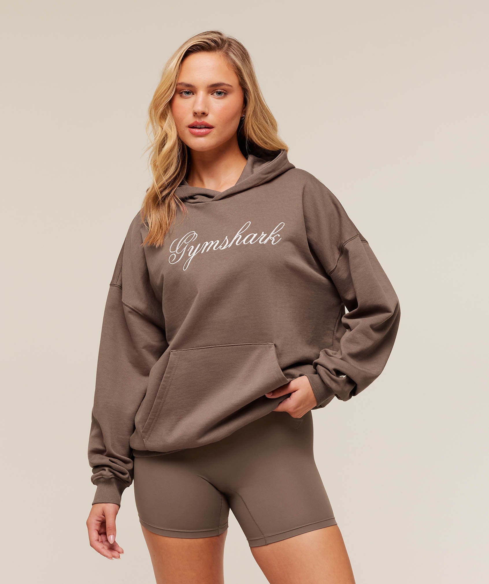 Gymshark All Seasons Graphic Hoodie - Soft Brown