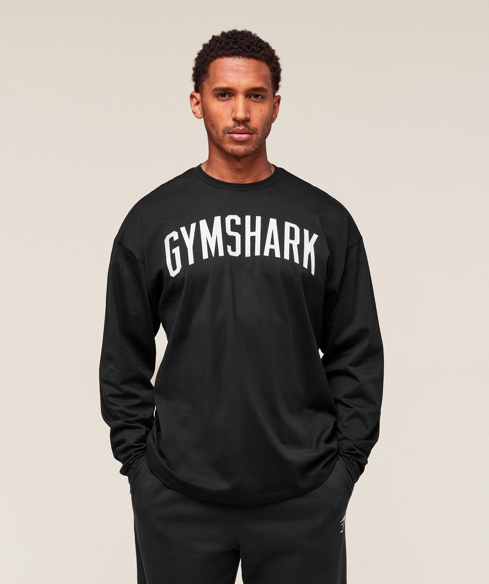 Gymshark Worn Graphic Long Sleeve T-Shirt - Black
