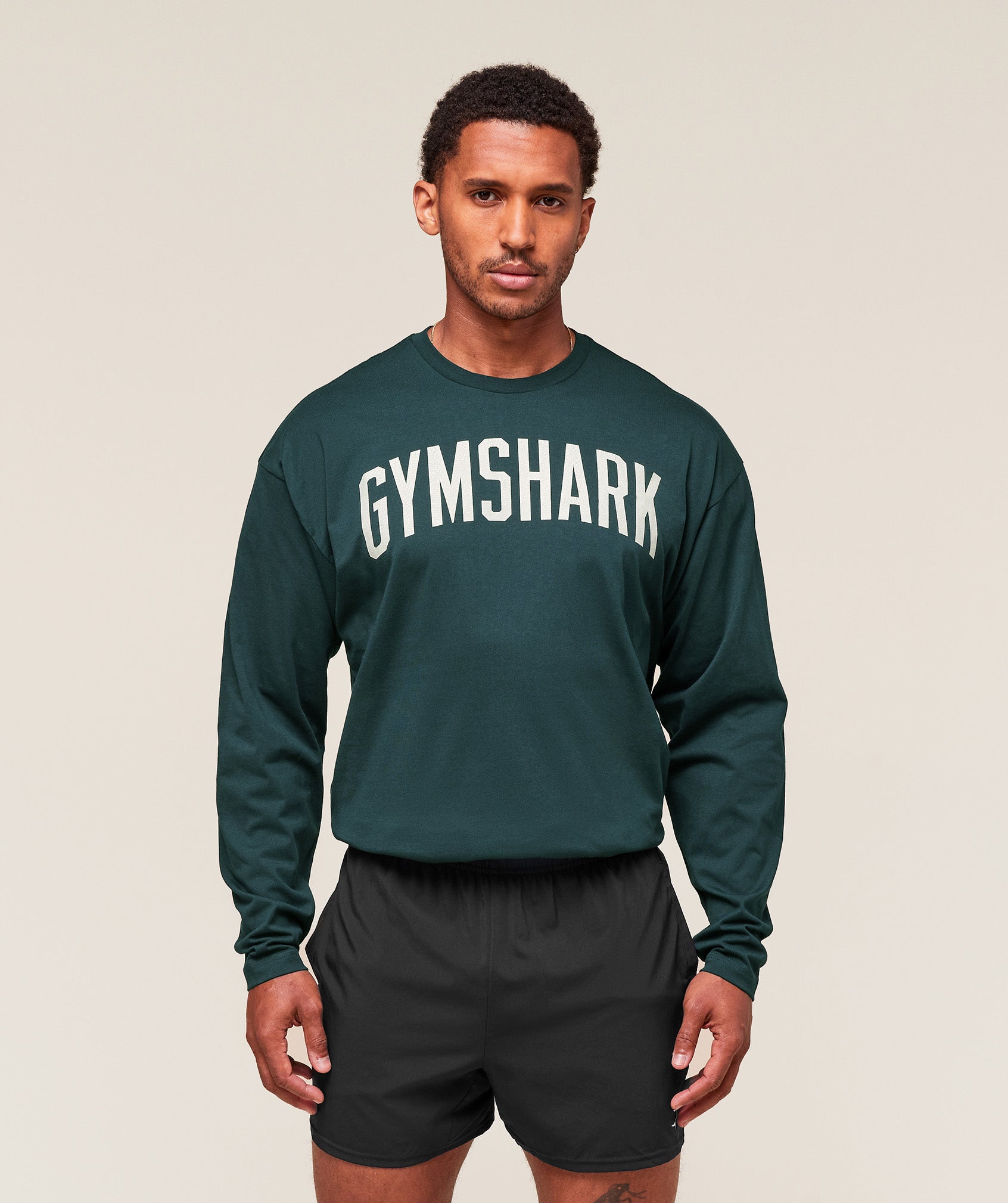 Gymshark Worn Graphic Long Sleeve T-Shirt - Deep Petrol Blue