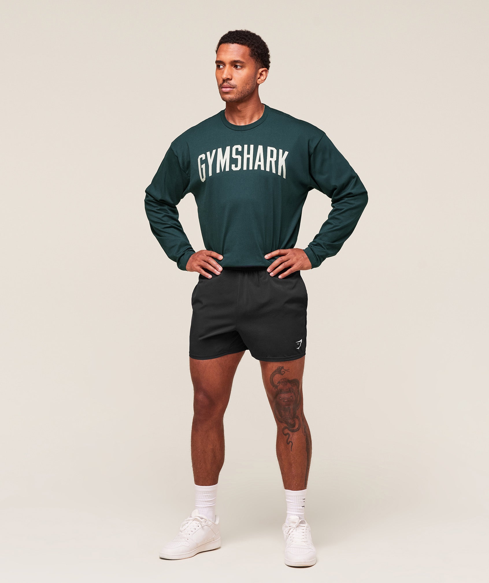 Gymshark Worn Graphic Long Sleeve T-Shirt - Deep Petrol Blue