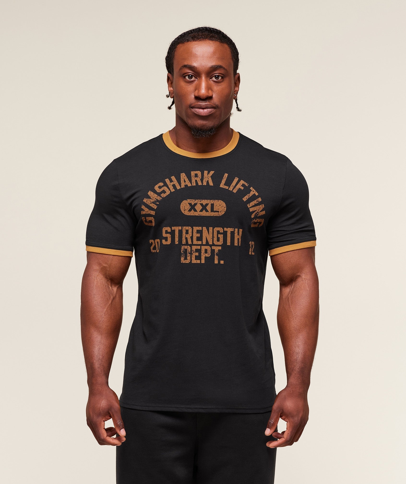 Gymshark XXL Strength Dept Ringer T-Shirt - Black