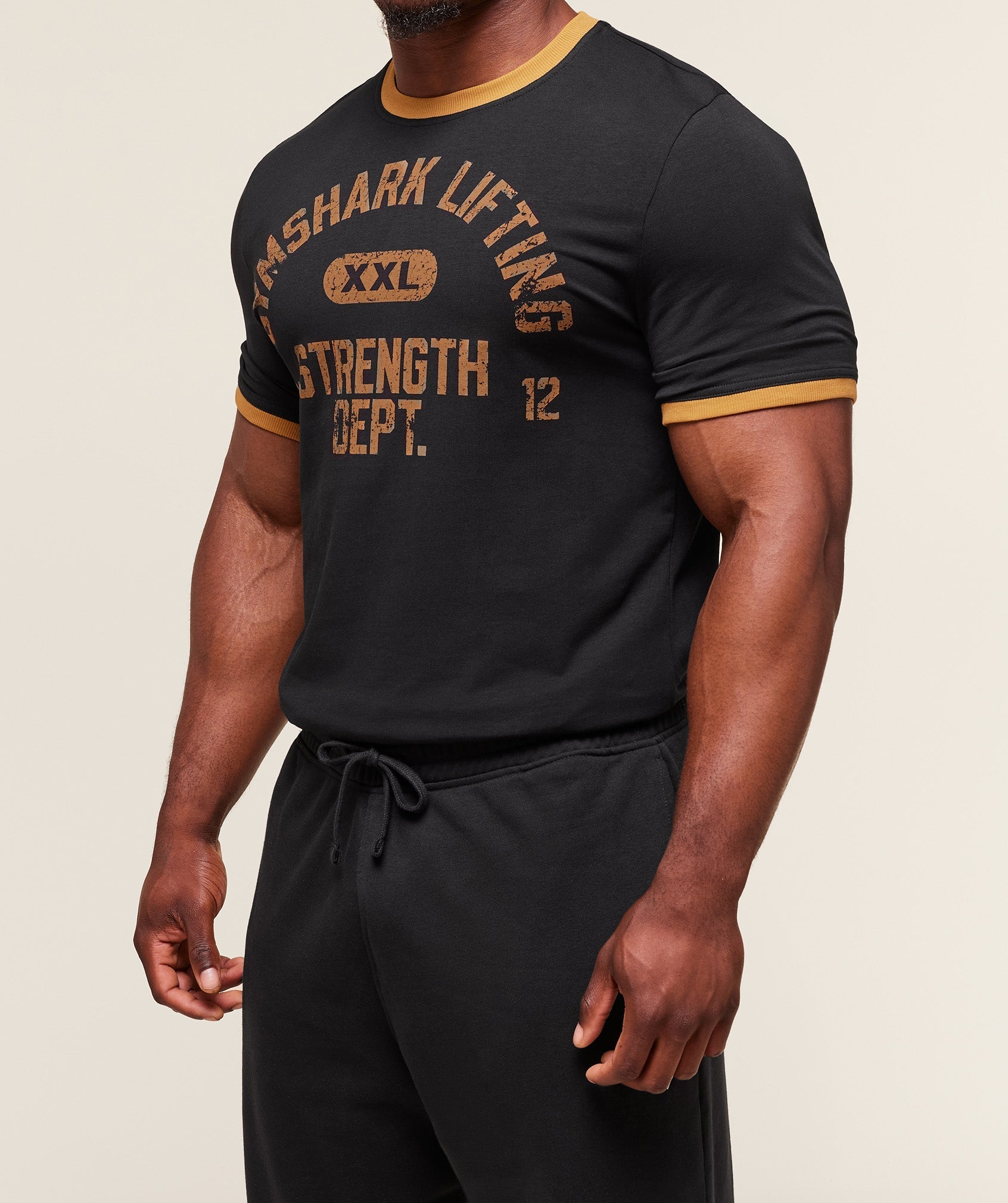 Gymshark XXL Strength Dept Ringer T-Shirt - Black