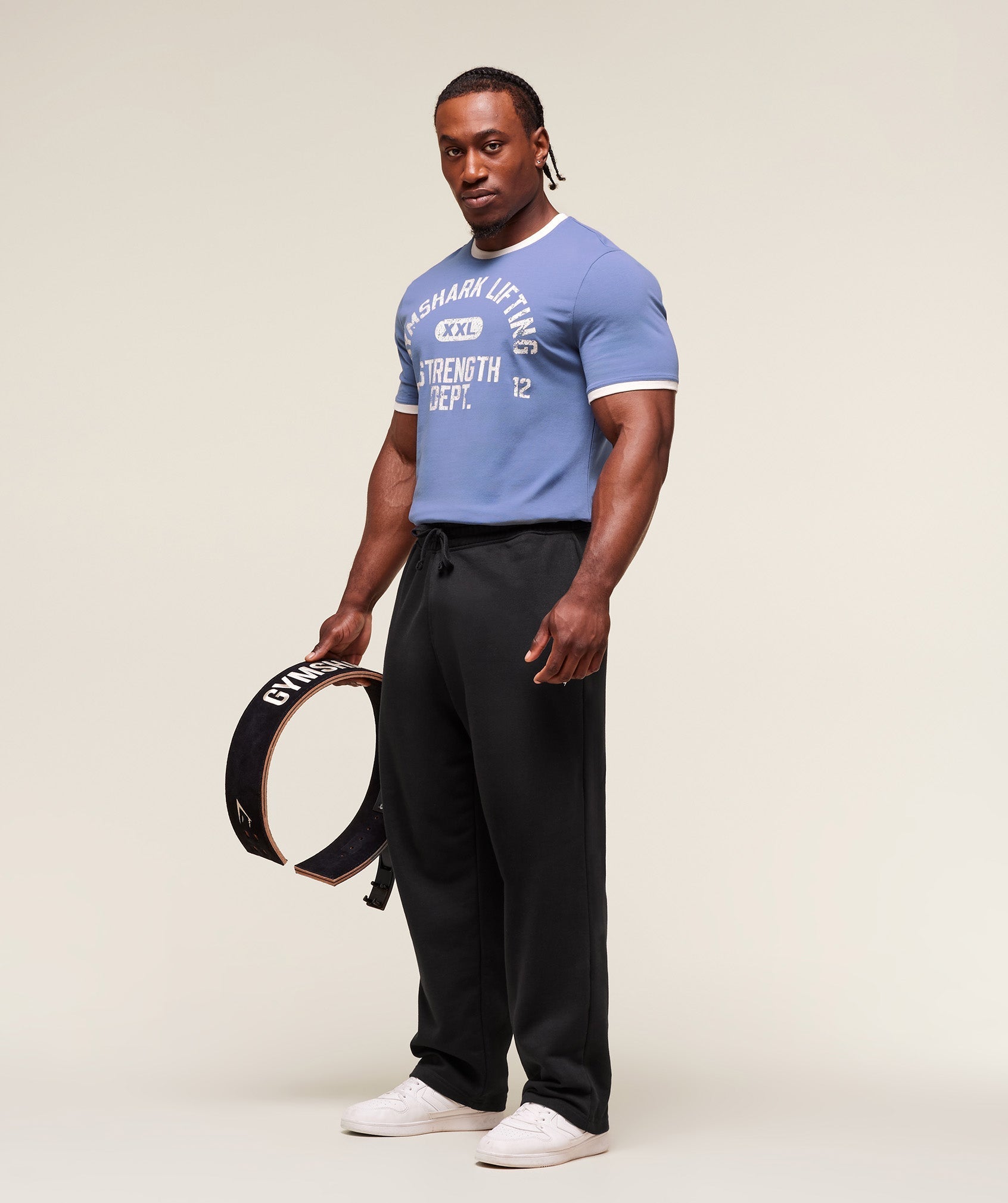Gymshark XXL Strength Dept Ringer T-Shirt - Worn Blue