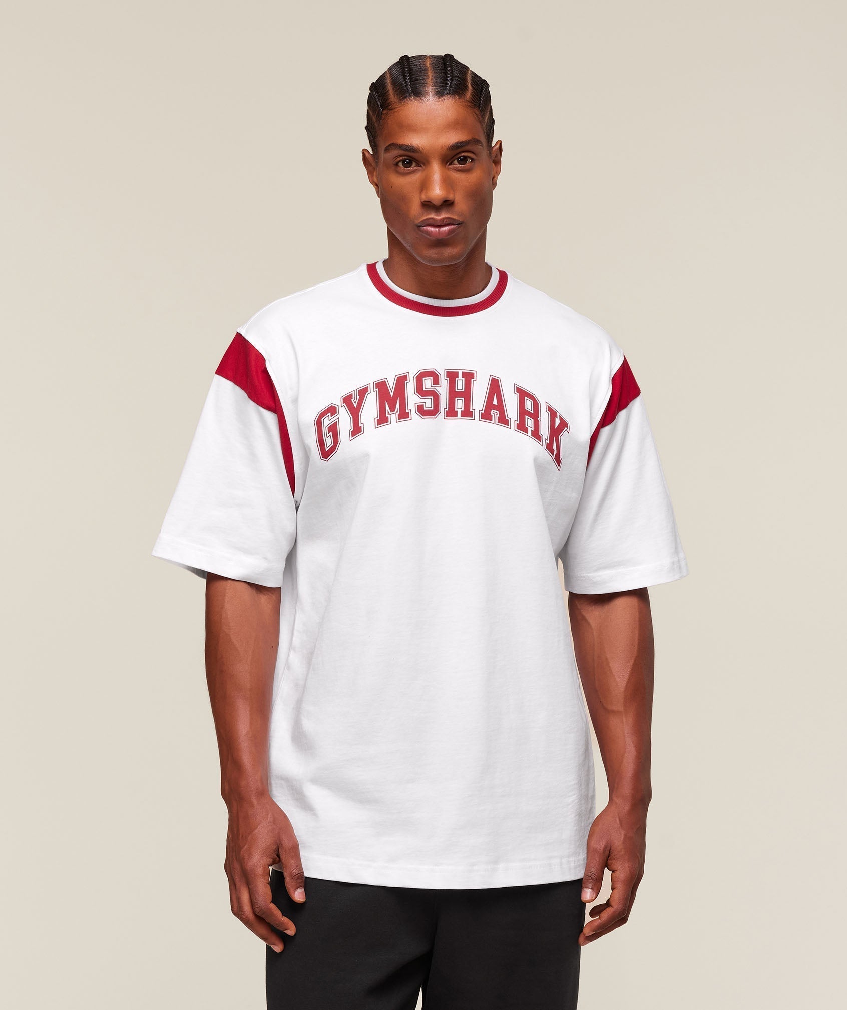 Gymshark GSLC Oversized T-Shirt - White/Conditioning Red