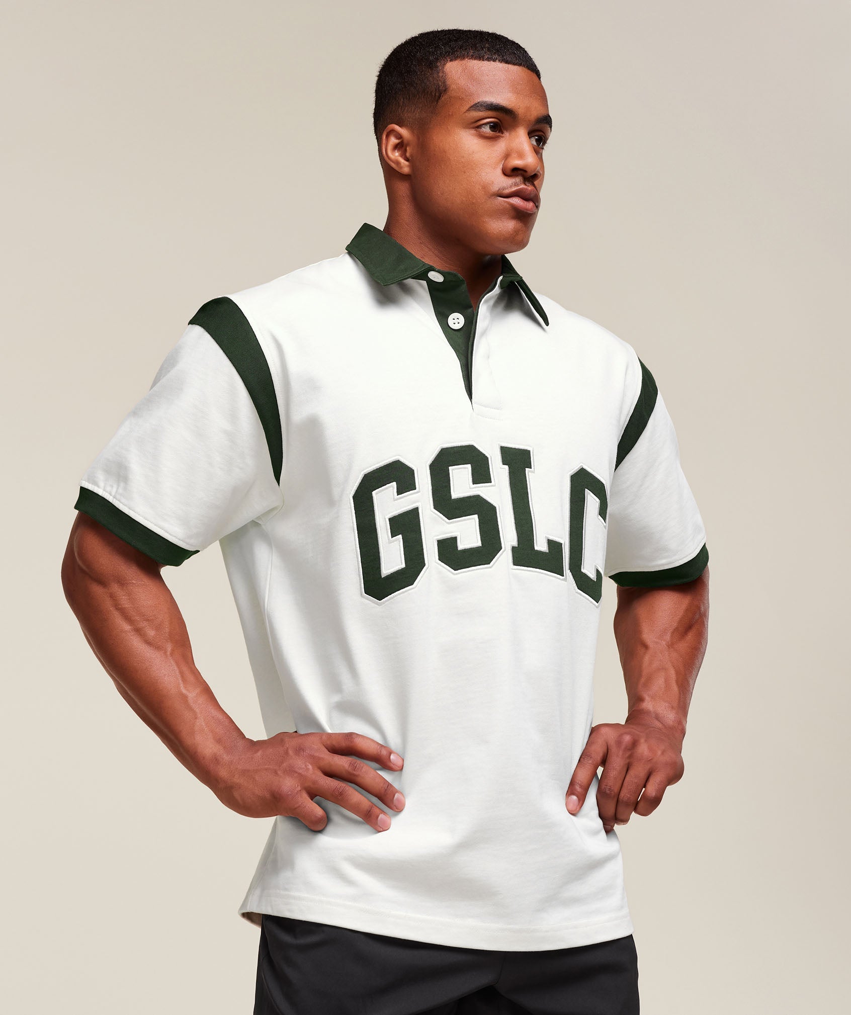 Gymshark GSLC Retro Polo Shirt - Trail Green/Soft White