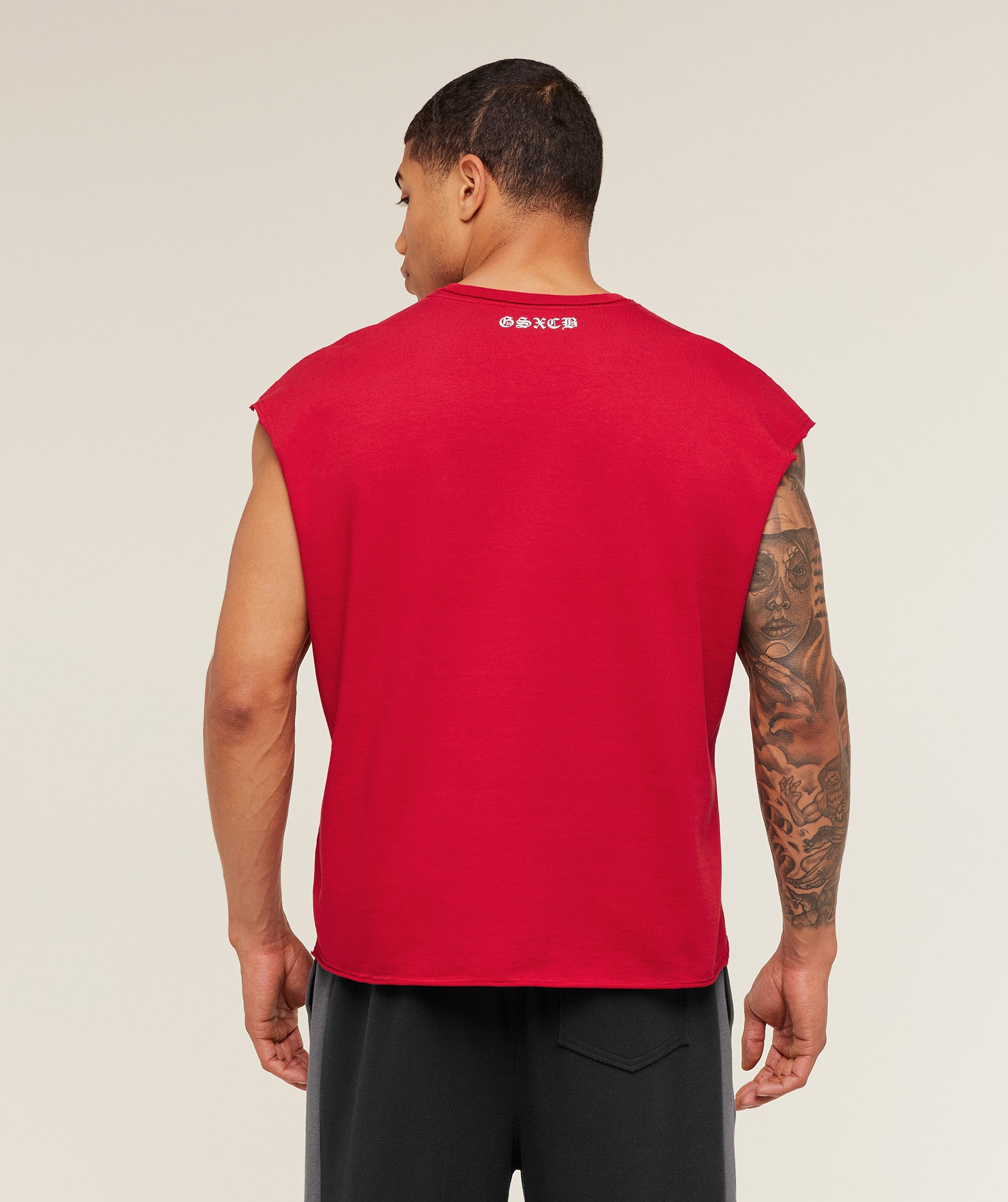 Gymshark x Carlos Belcast Cut off Tee - Carmine Red