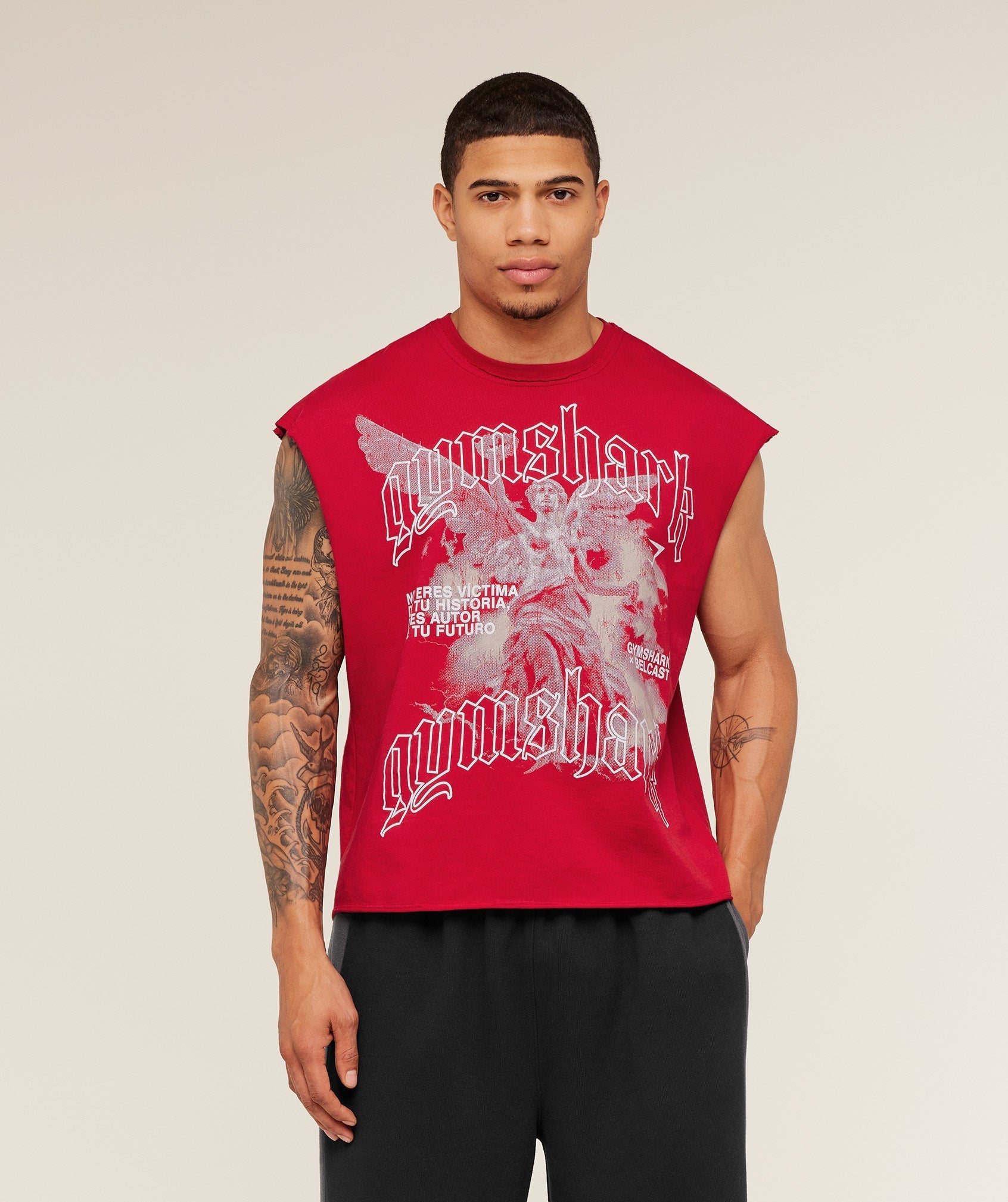 Gymshark x Carlos Belcast Cut off Tee - Carmine Red