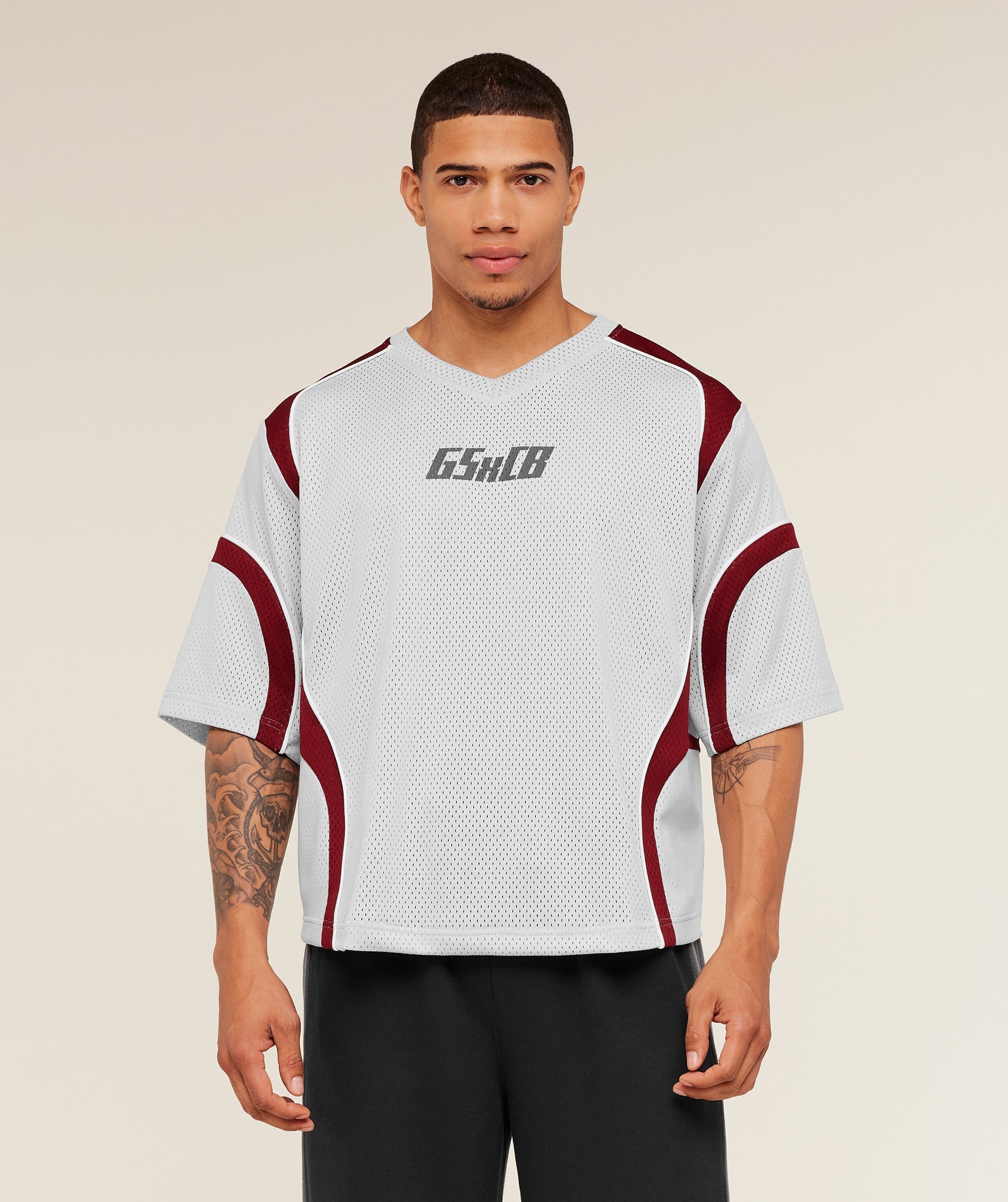 Gymshark x Carlos Belcast Mesh Jersey - Light Grey