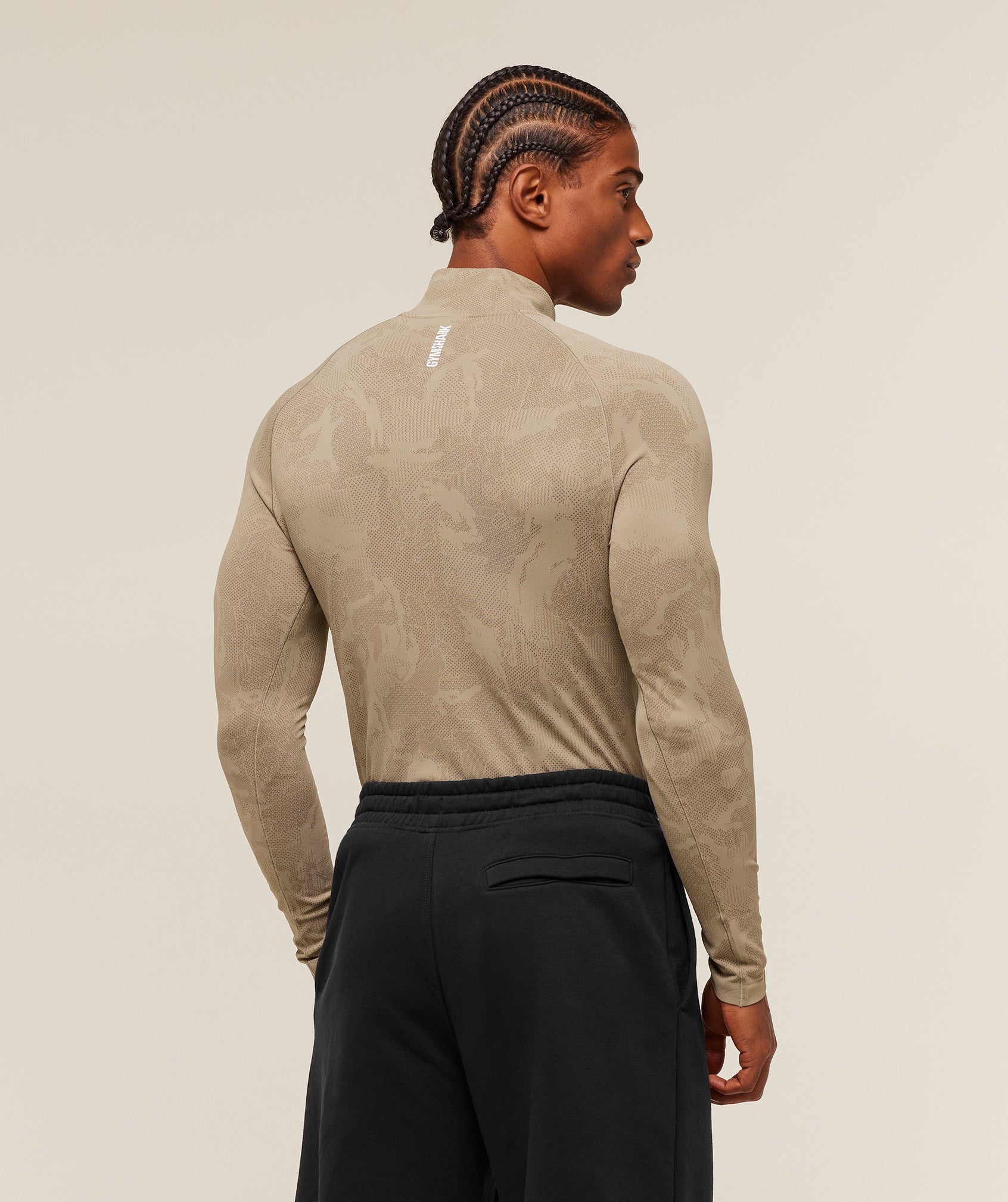 Gymshark Geo Seamless 1/4 Zip - Cement Brown/Soul Brown