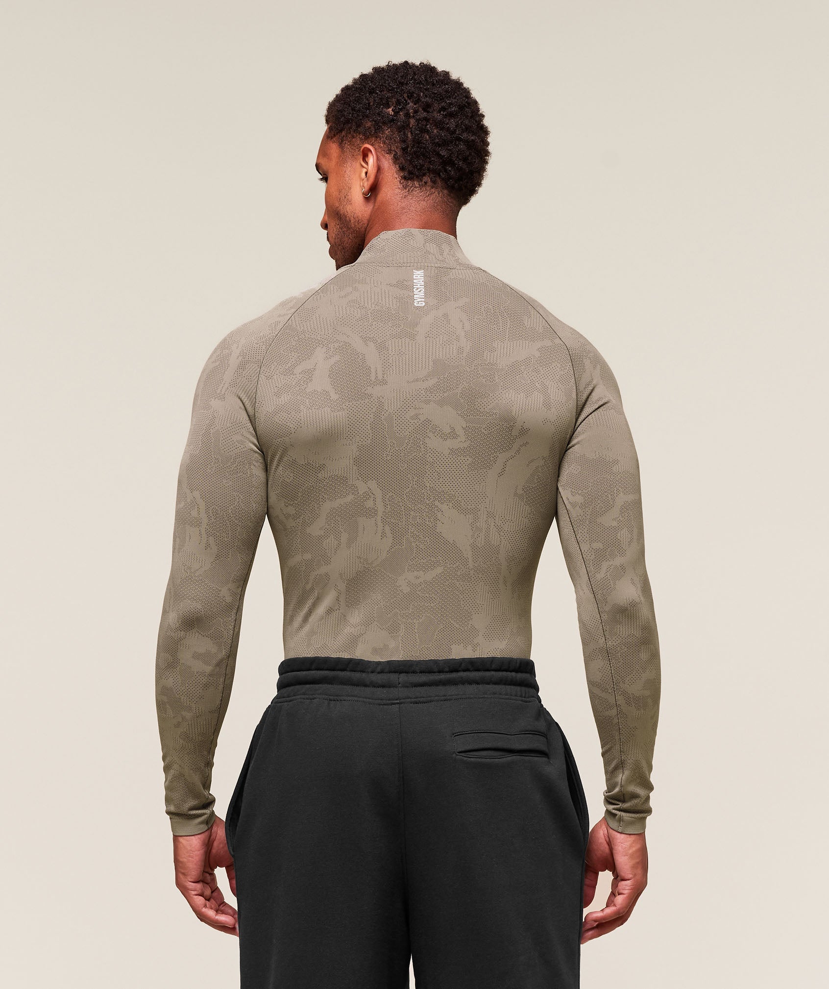Gymshark Geo Seamless 1/4 Zip - Linen Brown/Camo Brown