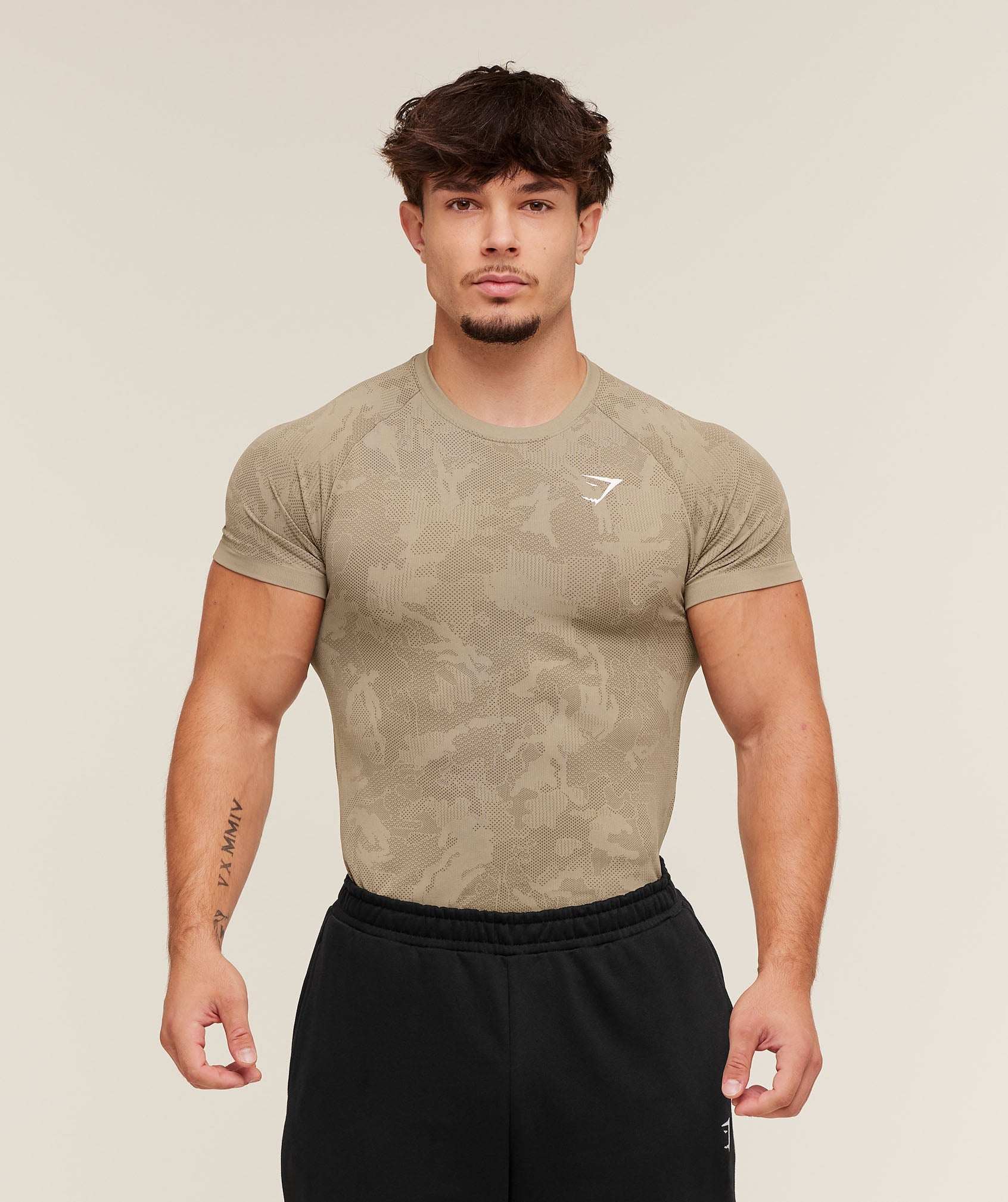 Gymshark Geo Seamless T-Shirt - Cement Brown/Soul Brown