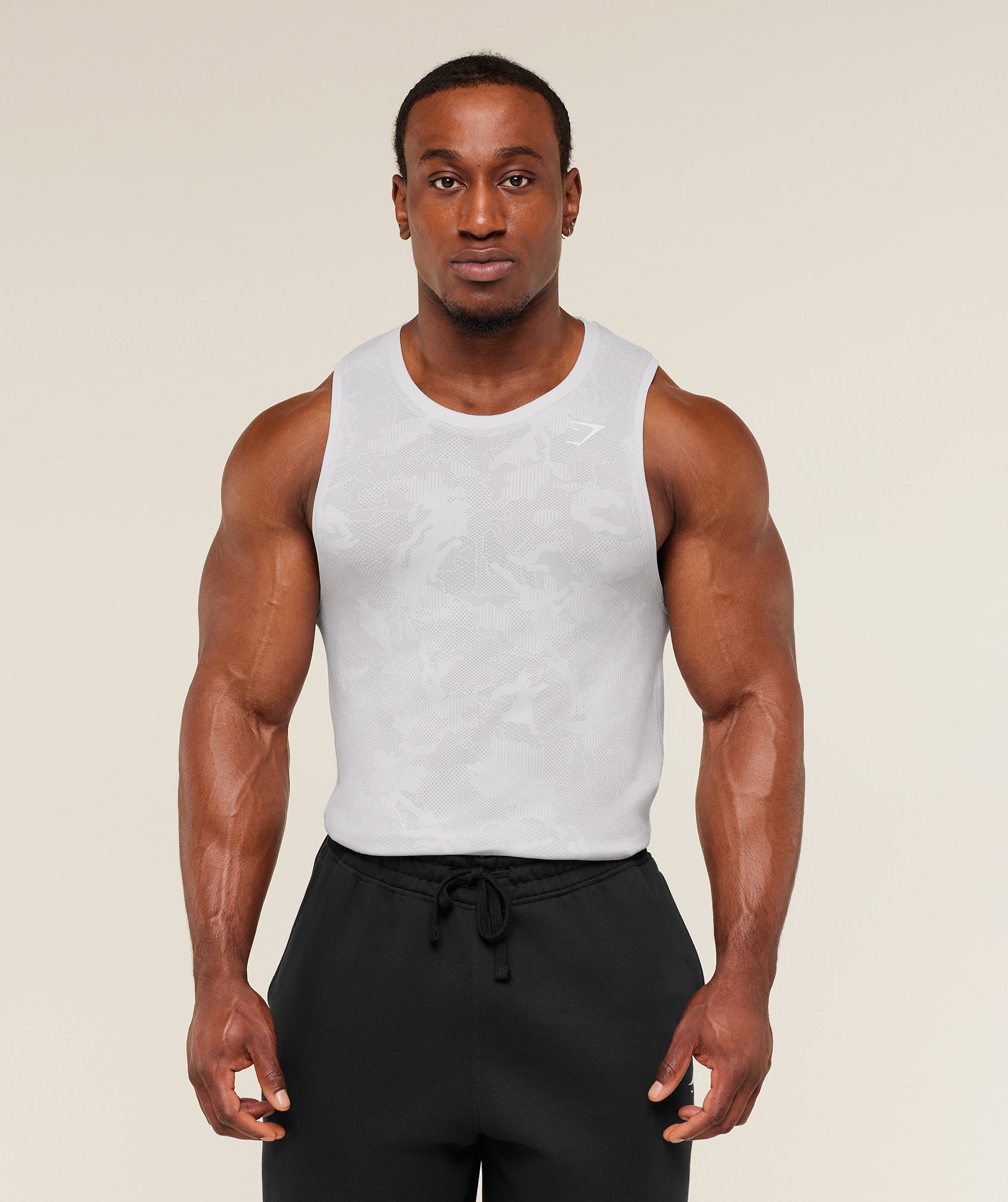 Gymshark Geo Seamless Tank - White/Light Grey