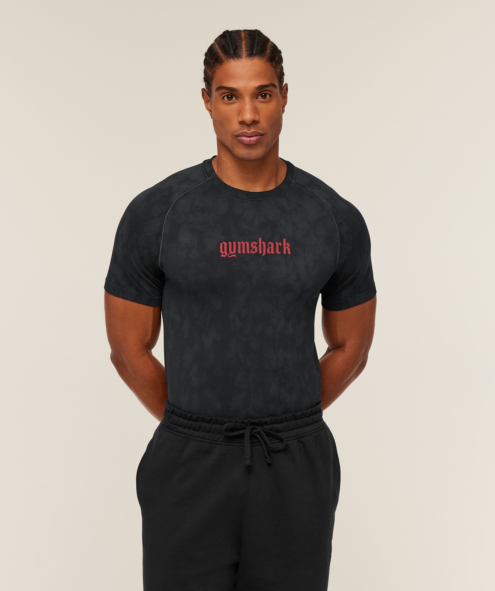 Gymshark Grunge Seamless T-Shirt - Black/Onyx Grey