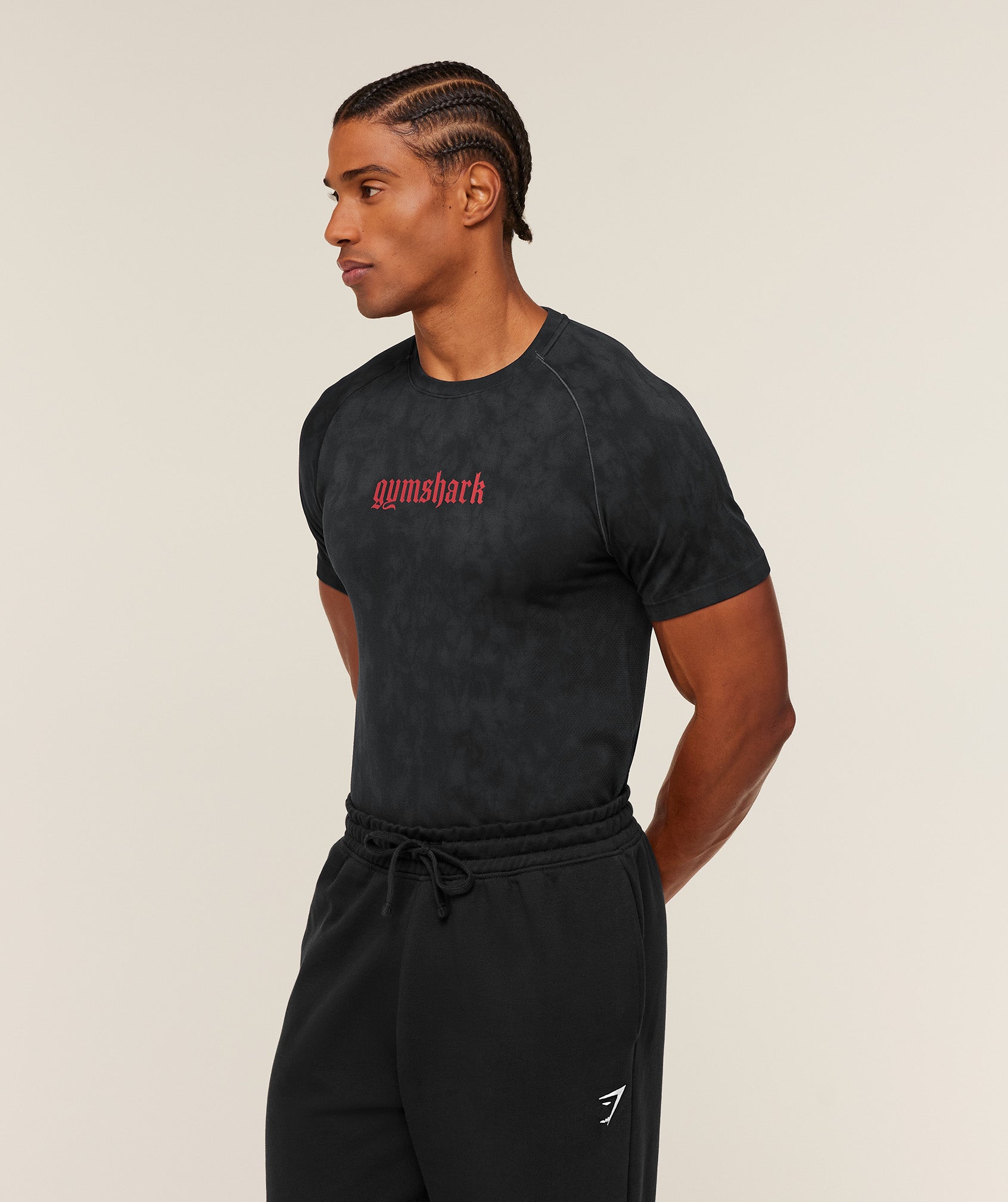 Gymshark Grunge Seamless T-Shirt - Black/Onyx Grey