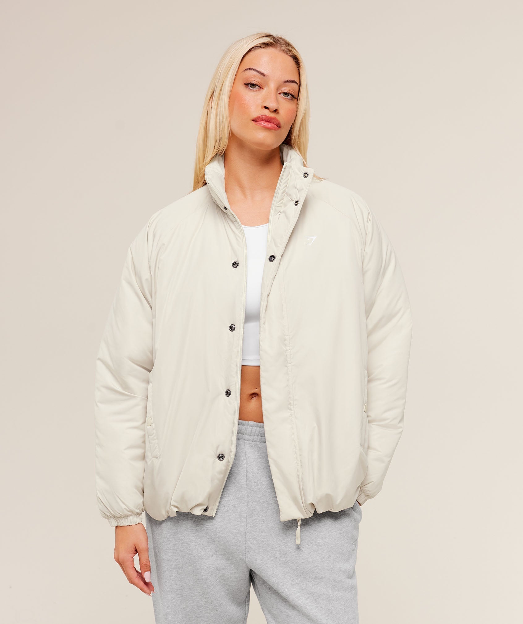 Gymshark Oversized Puffer Jacket - Oat White