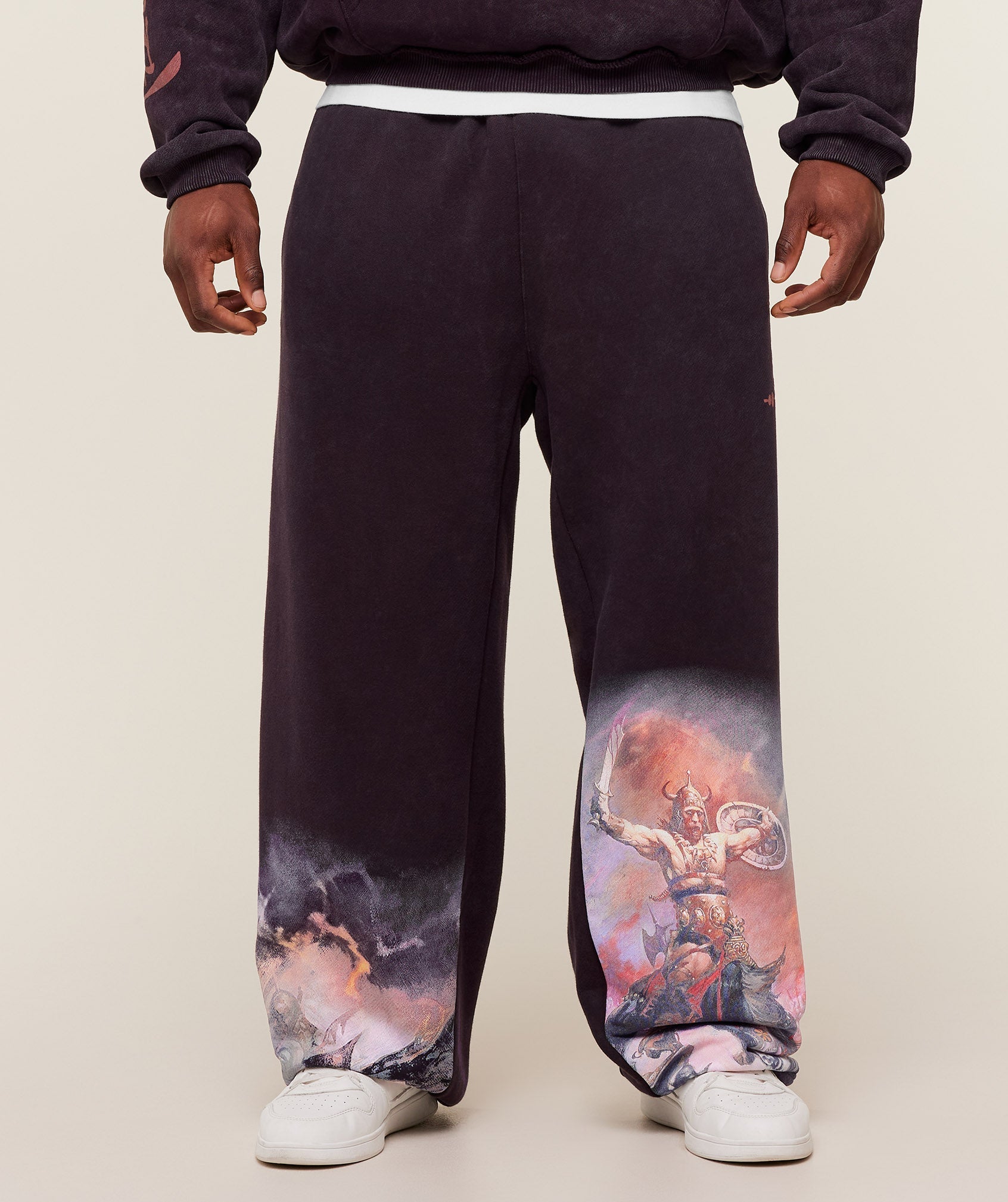 Gymshark Power x Frazetta Graphic Joggers - Asphalt Grey/Plum Brown