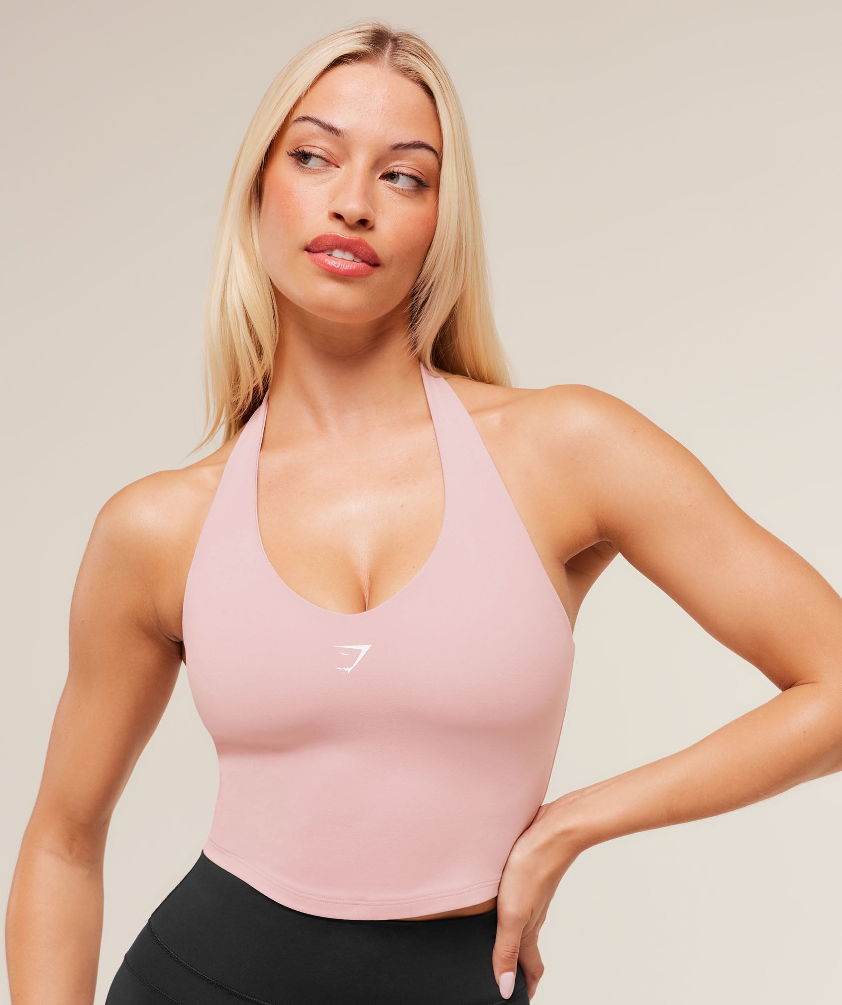 Gymshark Halter Neck Cami with Shelf - Cloud Pink
