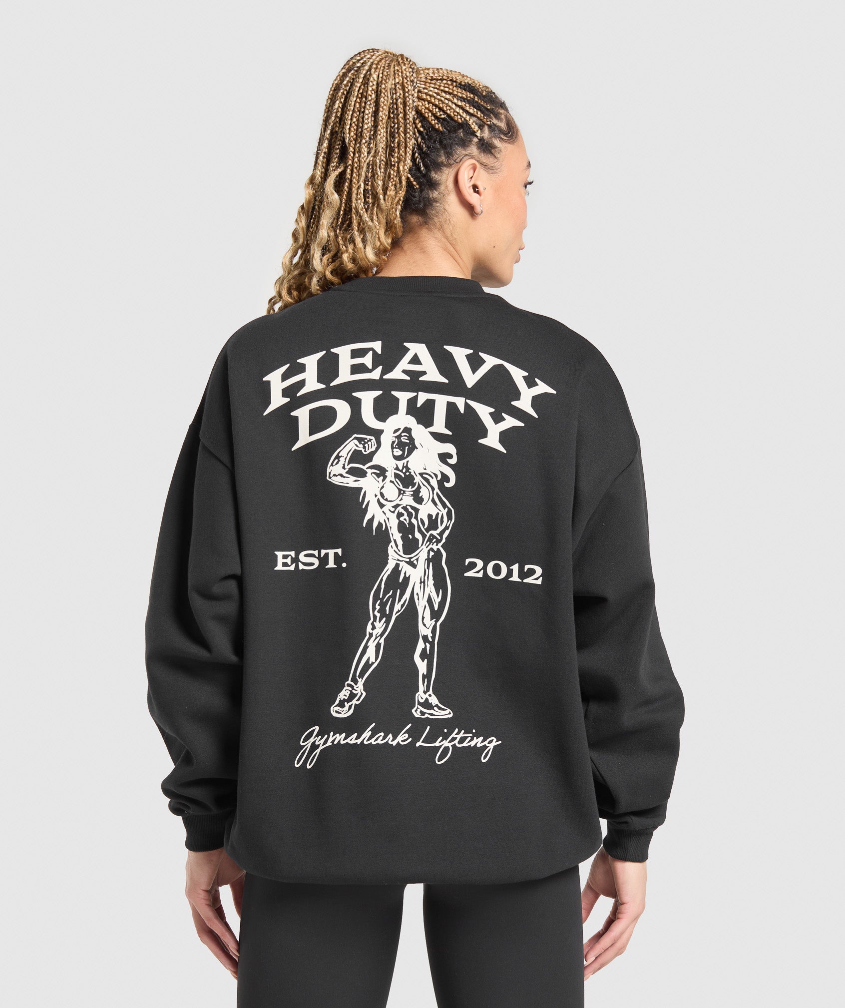 Heavy Duty Graphic Oversized Pullover - Black