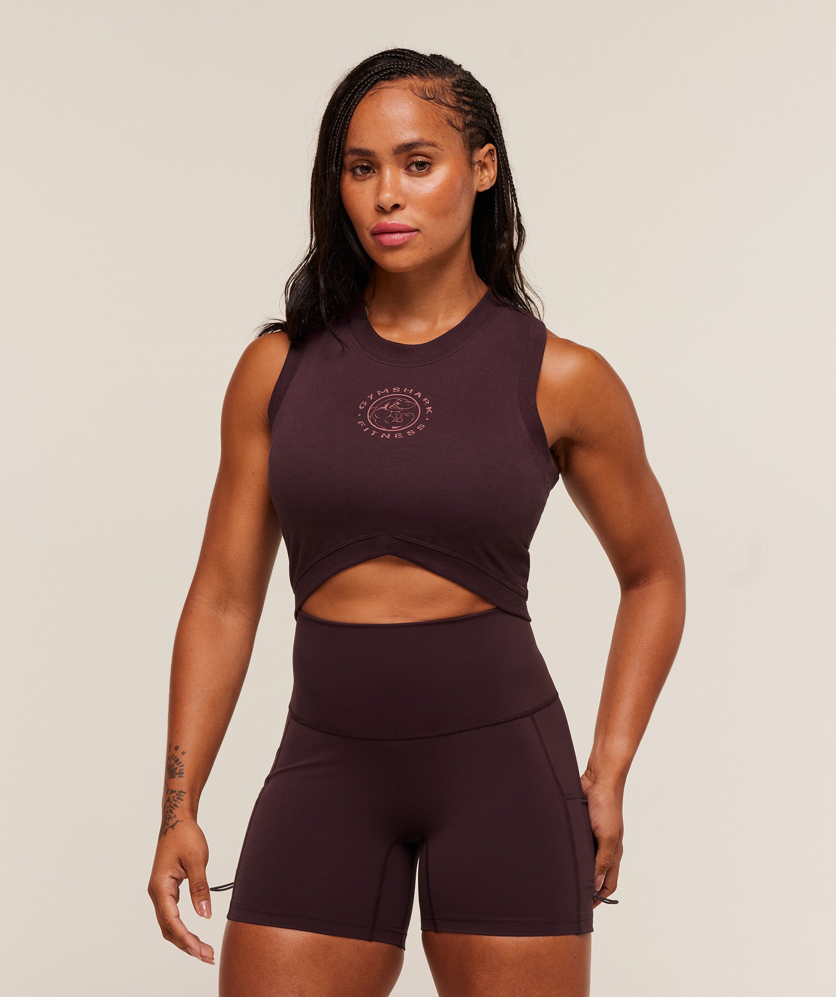 Gymshark Legacy Sleeveless Crop Top - Cherry Purple