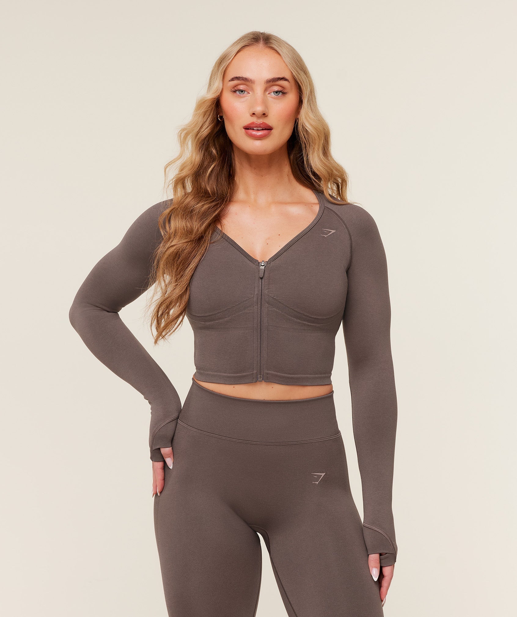 Gymshark Lift Seamless Jacket - Cool Brown