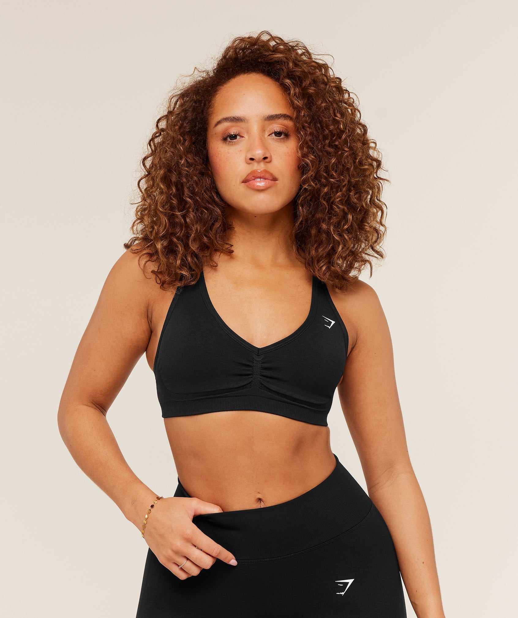 Gymshark Lift Seamless Sports Bra - Black/Black Marl