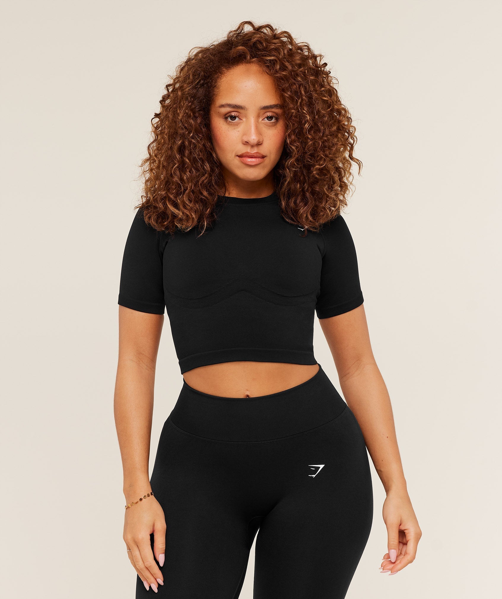Gymshark Lift Seamless Short Sleeve Top - Black Marl